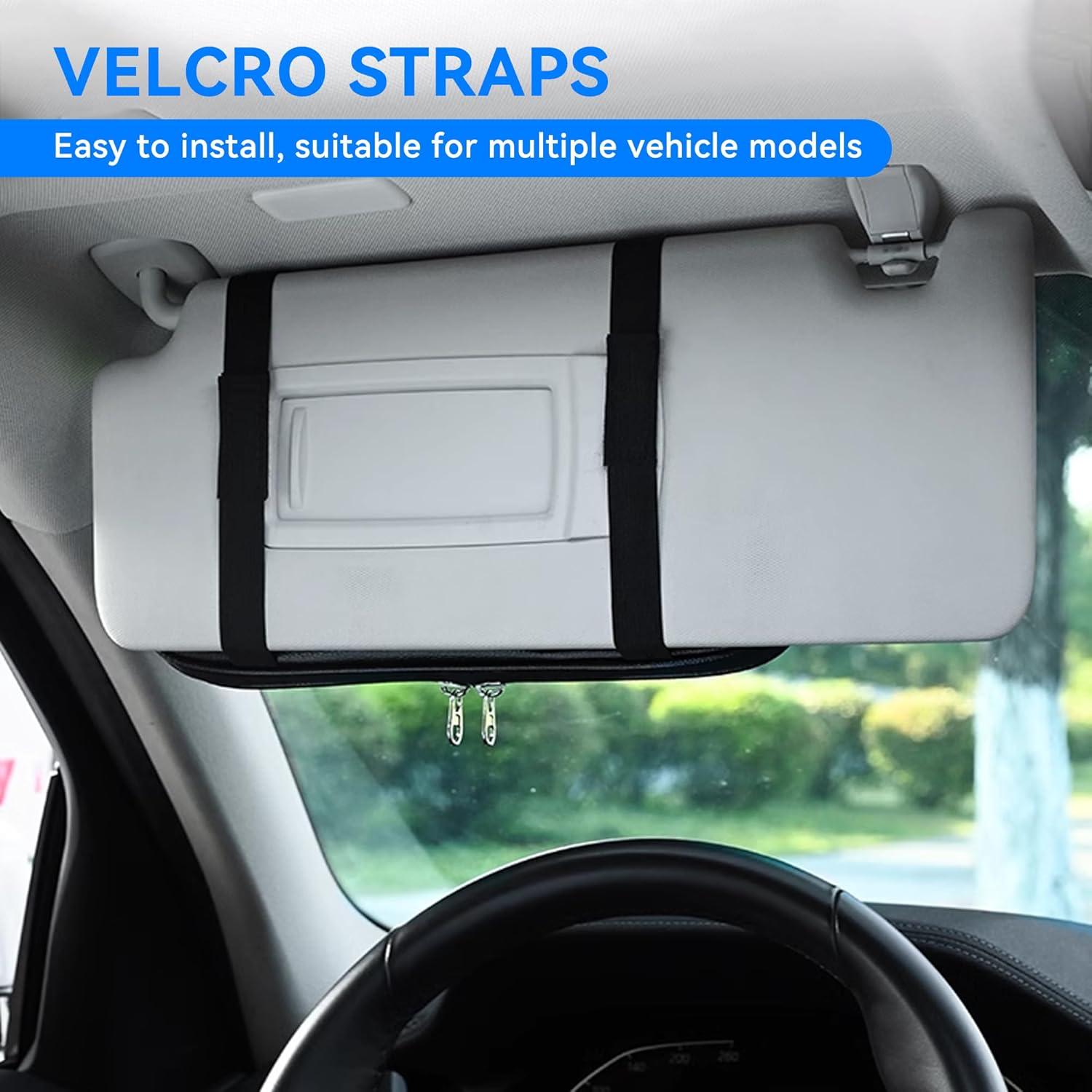 Organizador de Visera de Coche Honibaoto Beige con Múltiples Bolsillos