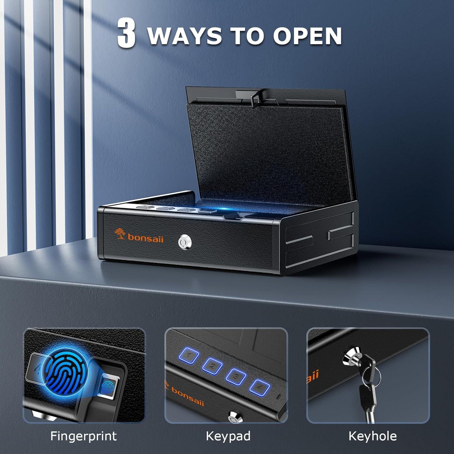 Caja Fuerte Biométrica Bonsaii para Pistolas - Acceso Rápido