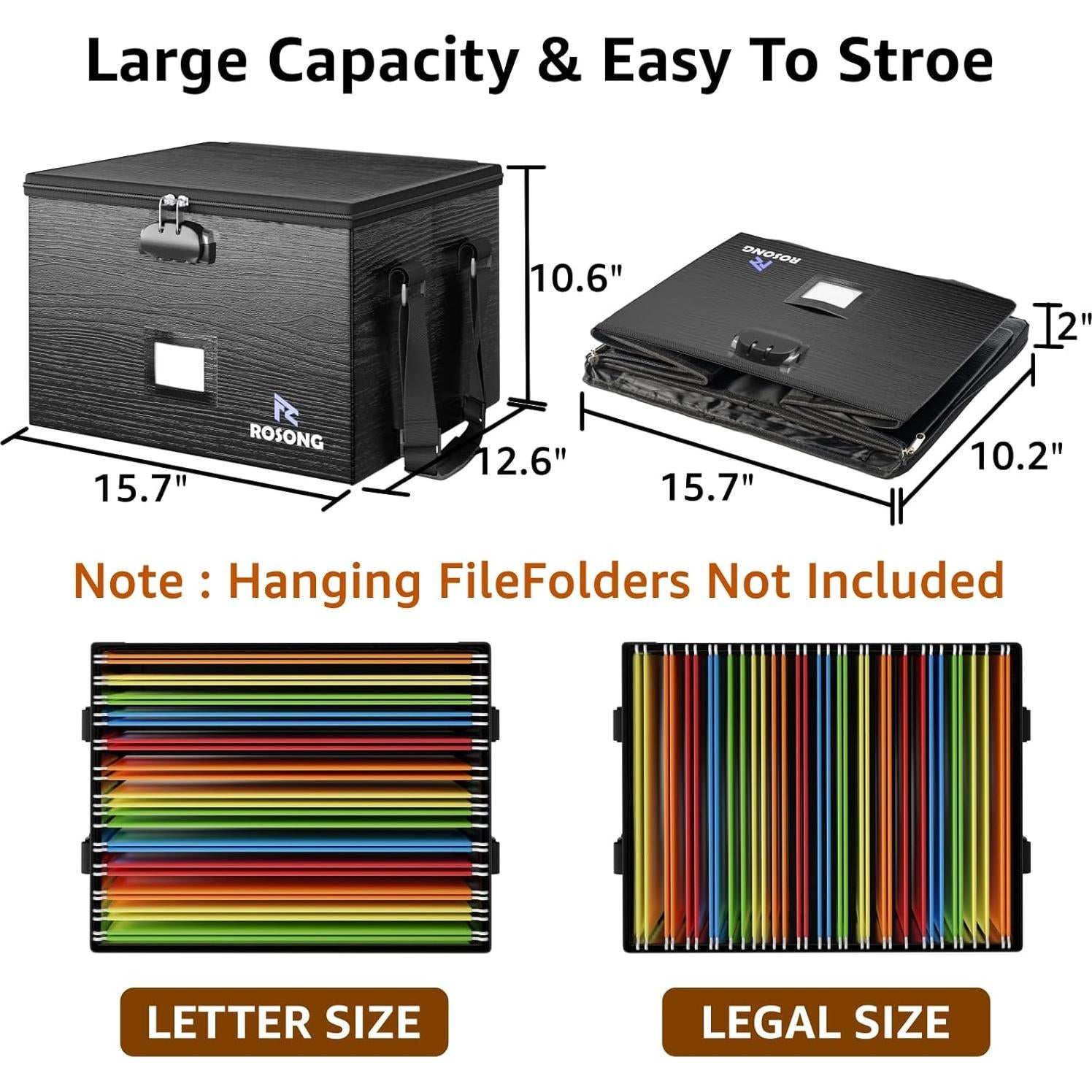 Caja de Archivos a Prueba de Fuego ROSONG 10L Negra