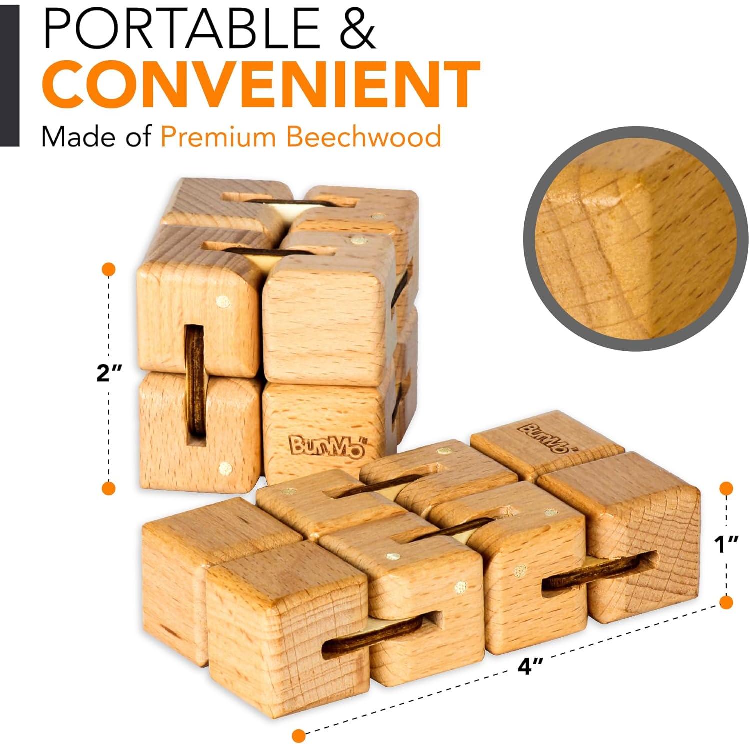 Cubo Infinito BUNMO Antiestrés de Madera - 1 Paquete