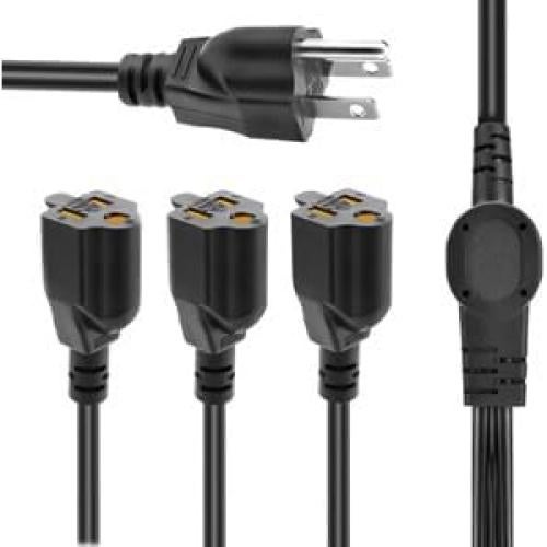 Divisor de Cable de Extensión 3 Salidas SJT 16AWG 1M Negro