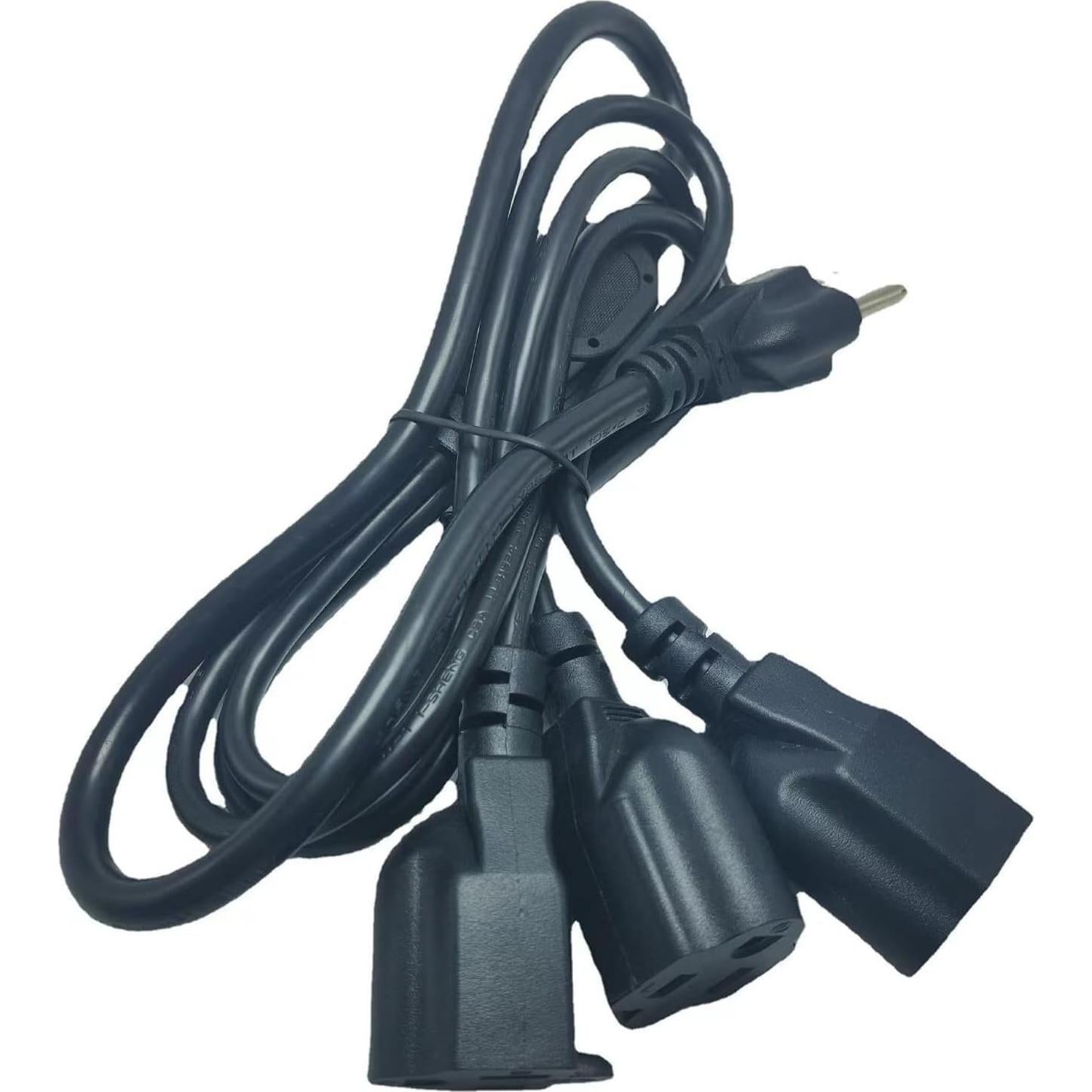Divisor de Cable de Extensión 3 Salidas SJT 16AWG 1M Negro