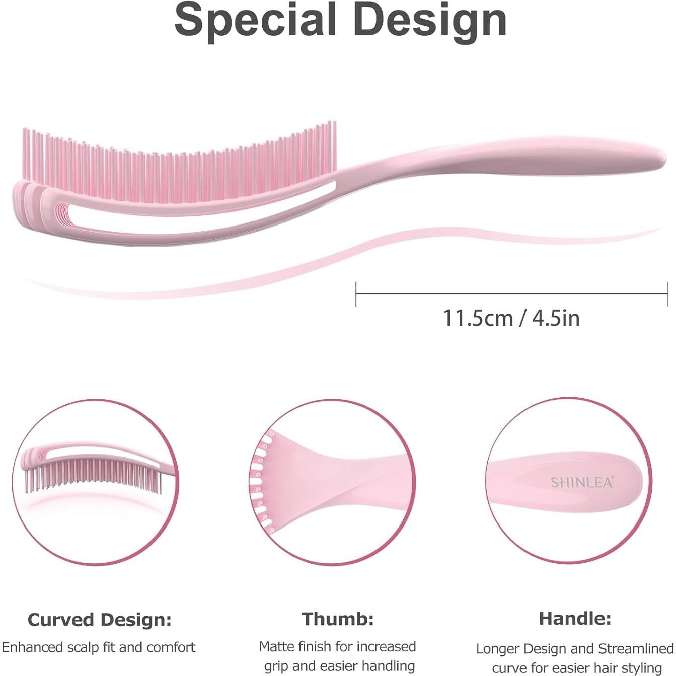 Cepillo Desenredante SHINLEA para Cabello Rizado - Rosa