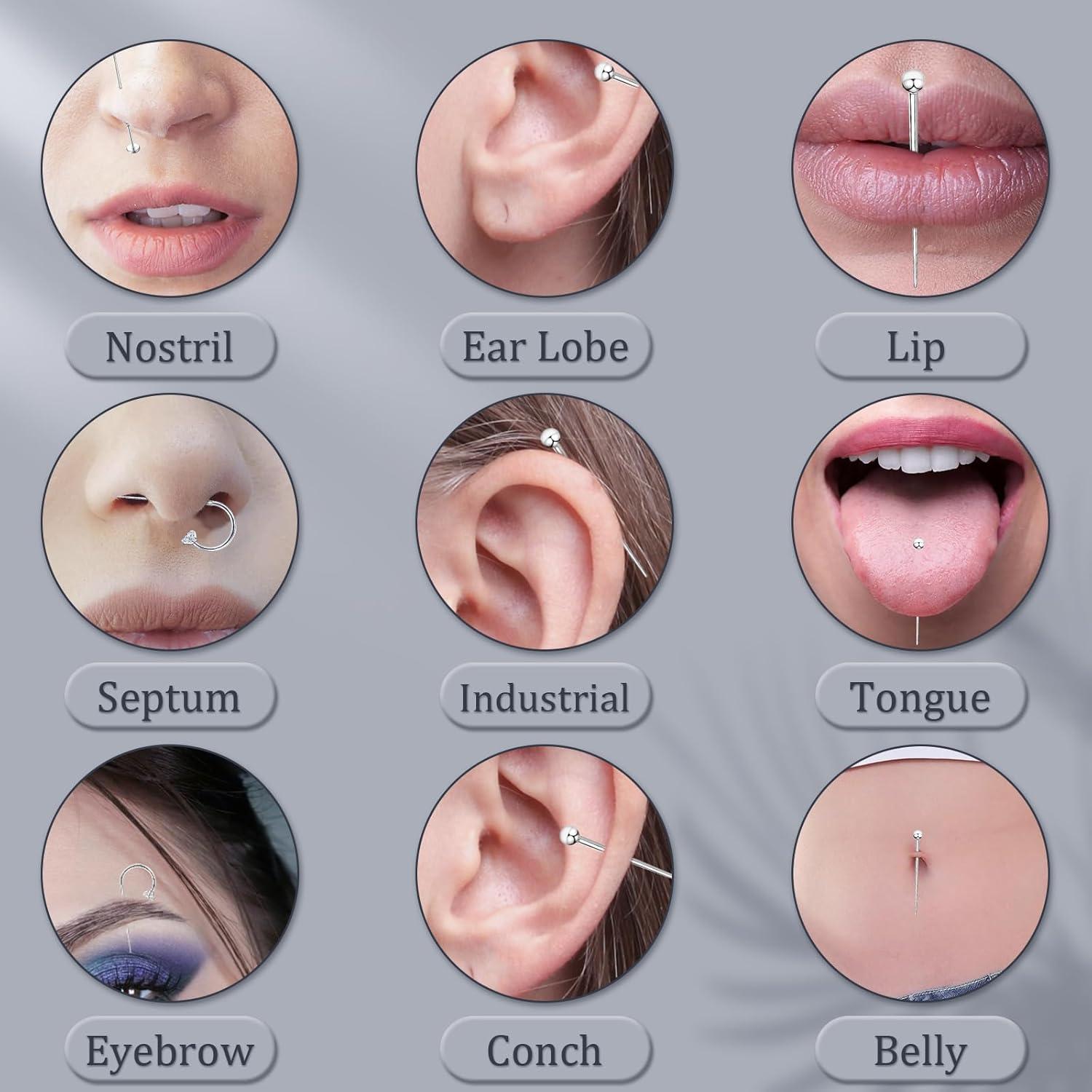 Kit de Piercing 14G Acero Inoxidable JOGOSEN - 5 Piezas