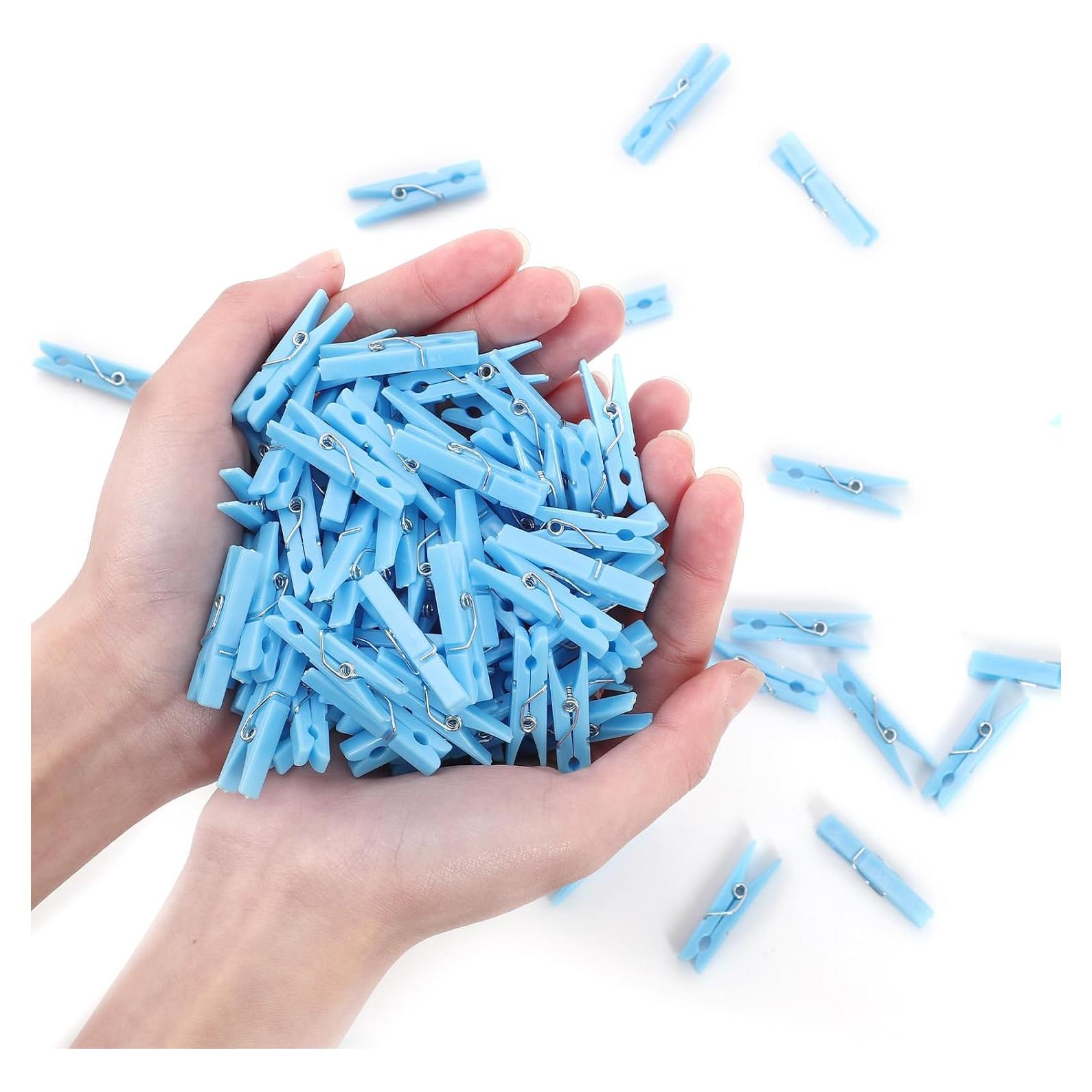 100 Pinzas de Plástico Azul Peoin para Baby Shower 3.56 cm