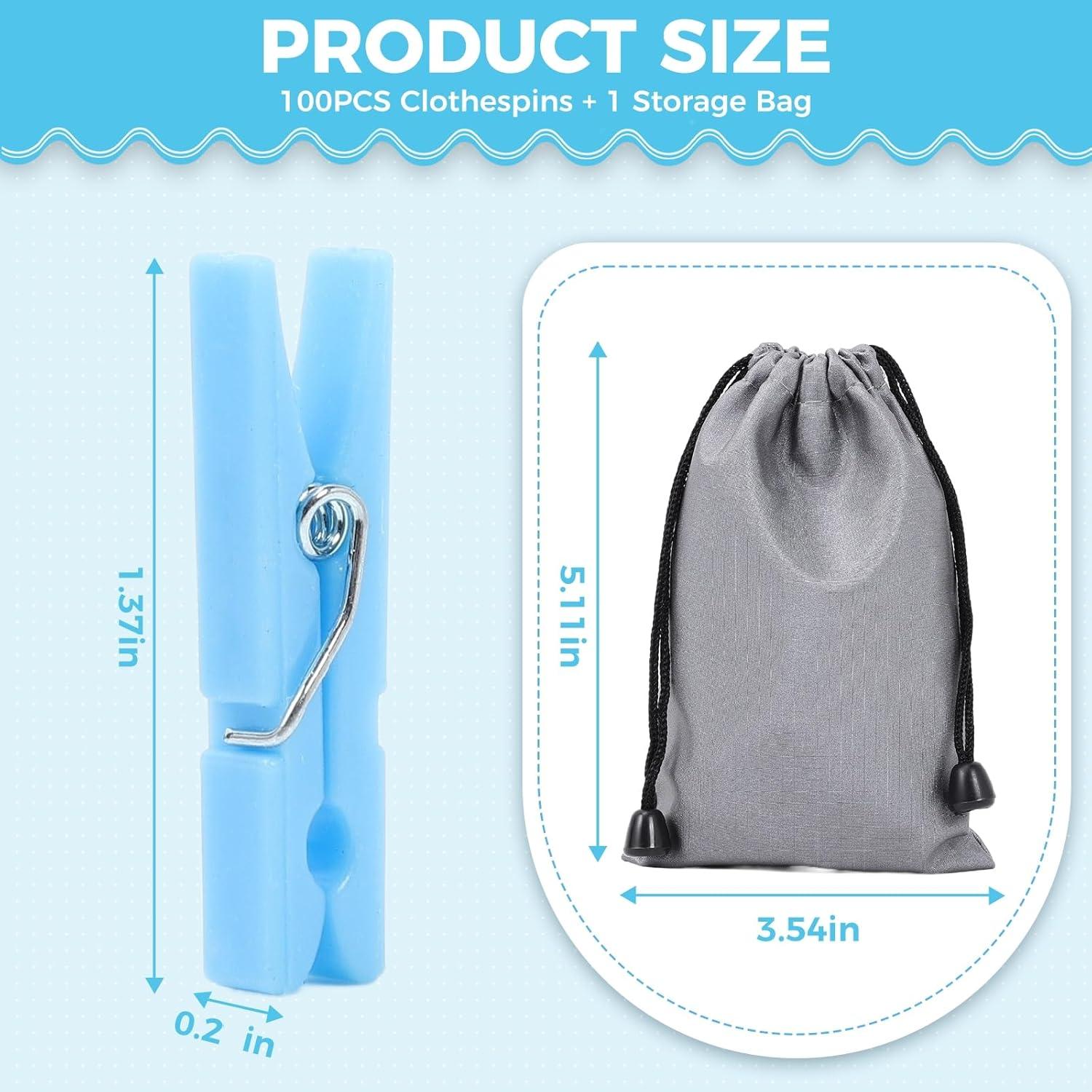 100 Pinzas de Plástico Azul Peoin para Baby Shower 3.56 cm