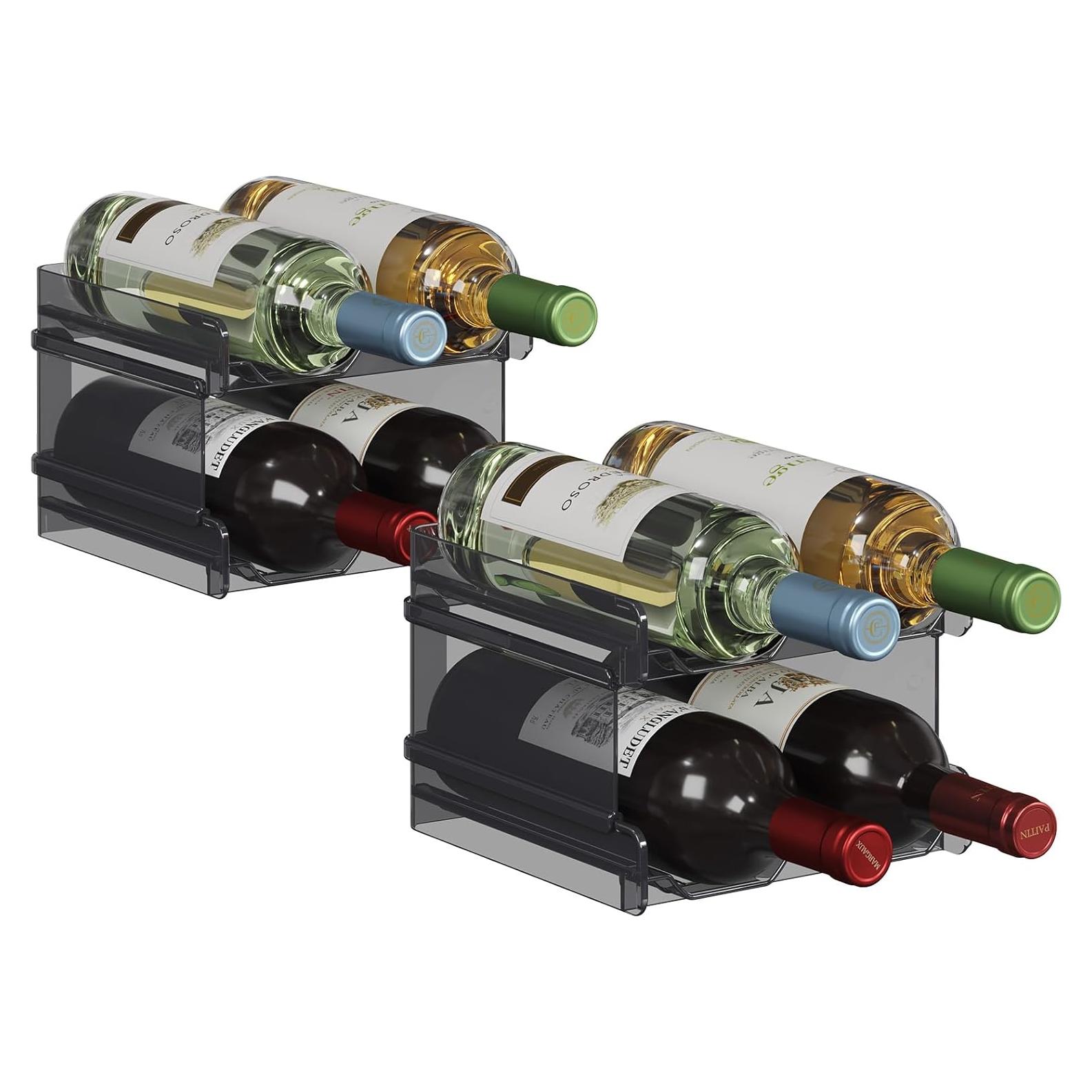 Soporte Apilable para 8 Botellas de Vino Lifewit Negro