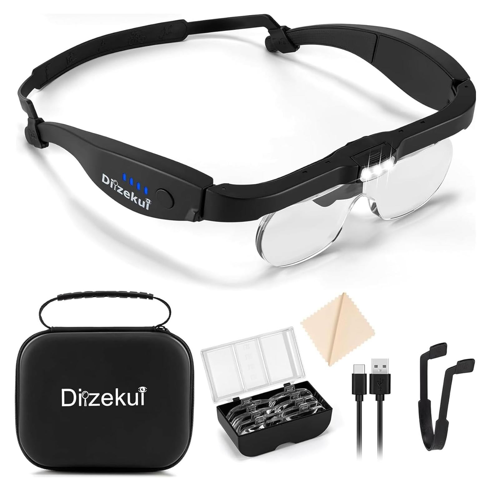 Lupa de Cabeza con Luz Dilzekui 1.5X-5X Recargable