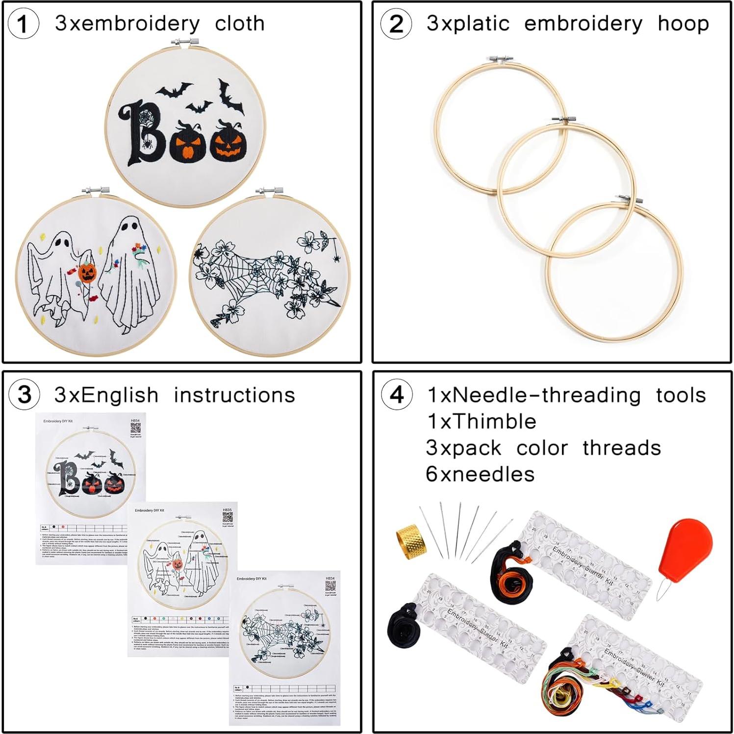 Kit de Bordado de Halloween Armindou para Adultos - 3 Aros 20.32 cm