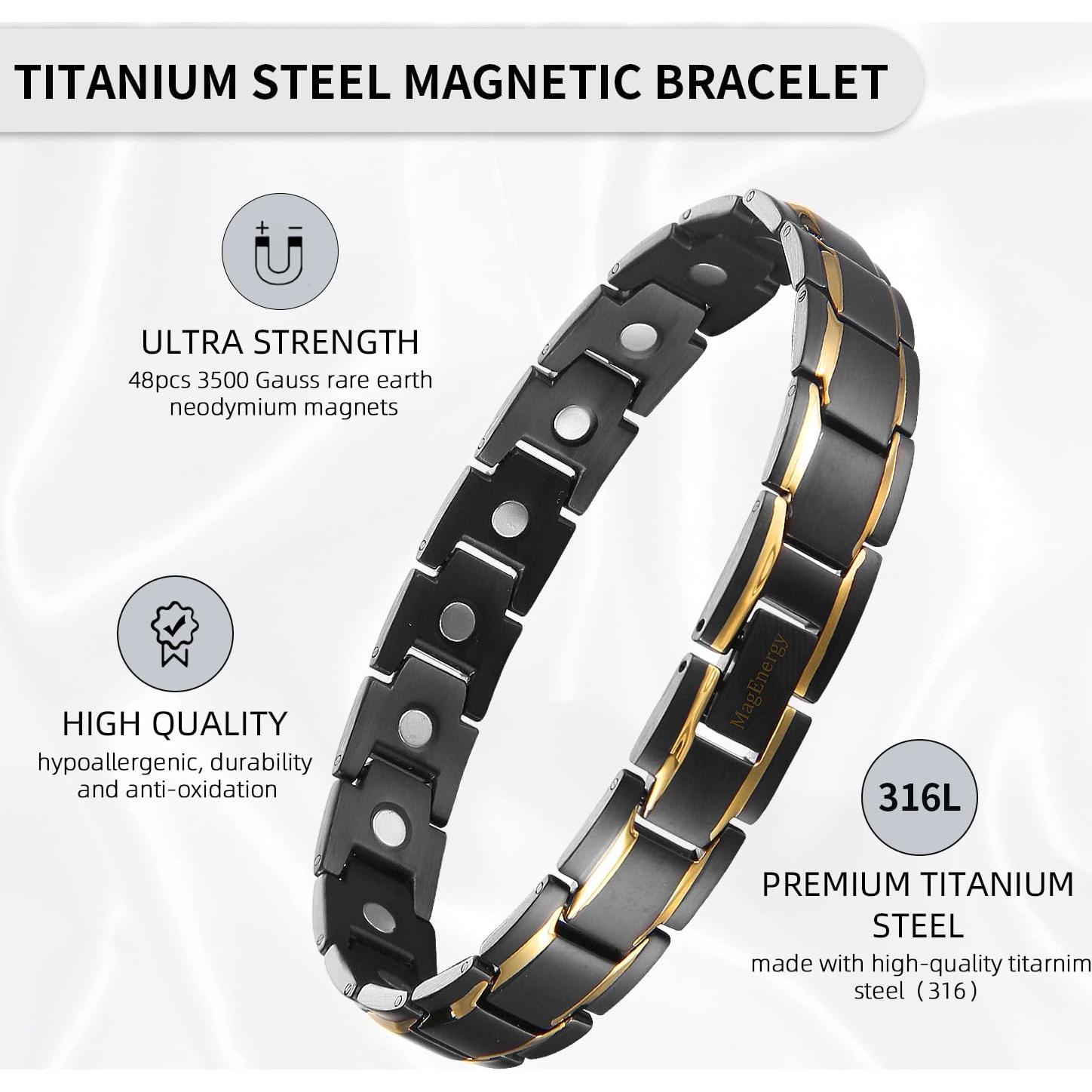Pulsera Magnética de Acero de Titanio MagEnergy para Hombres
