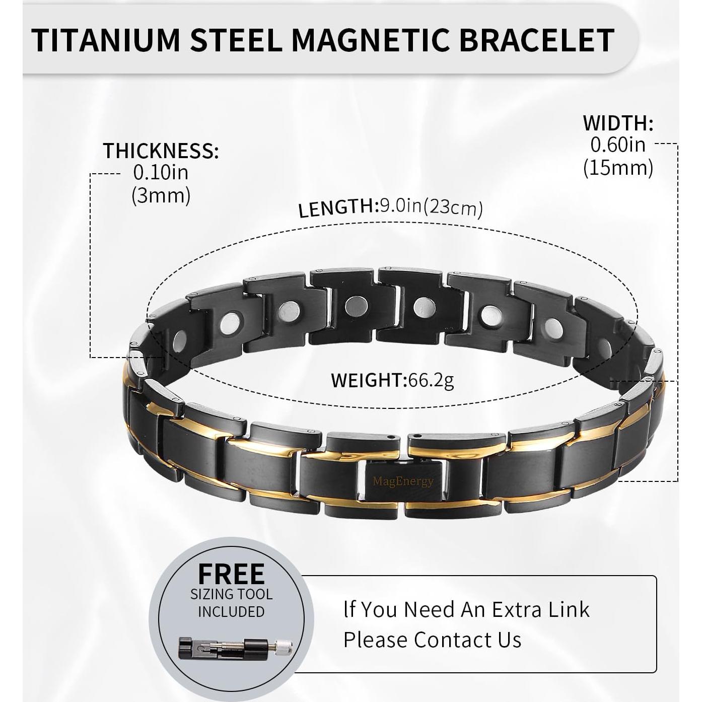 Pulsera Magnética de Acero de Titanio MagEnergy para Hombres