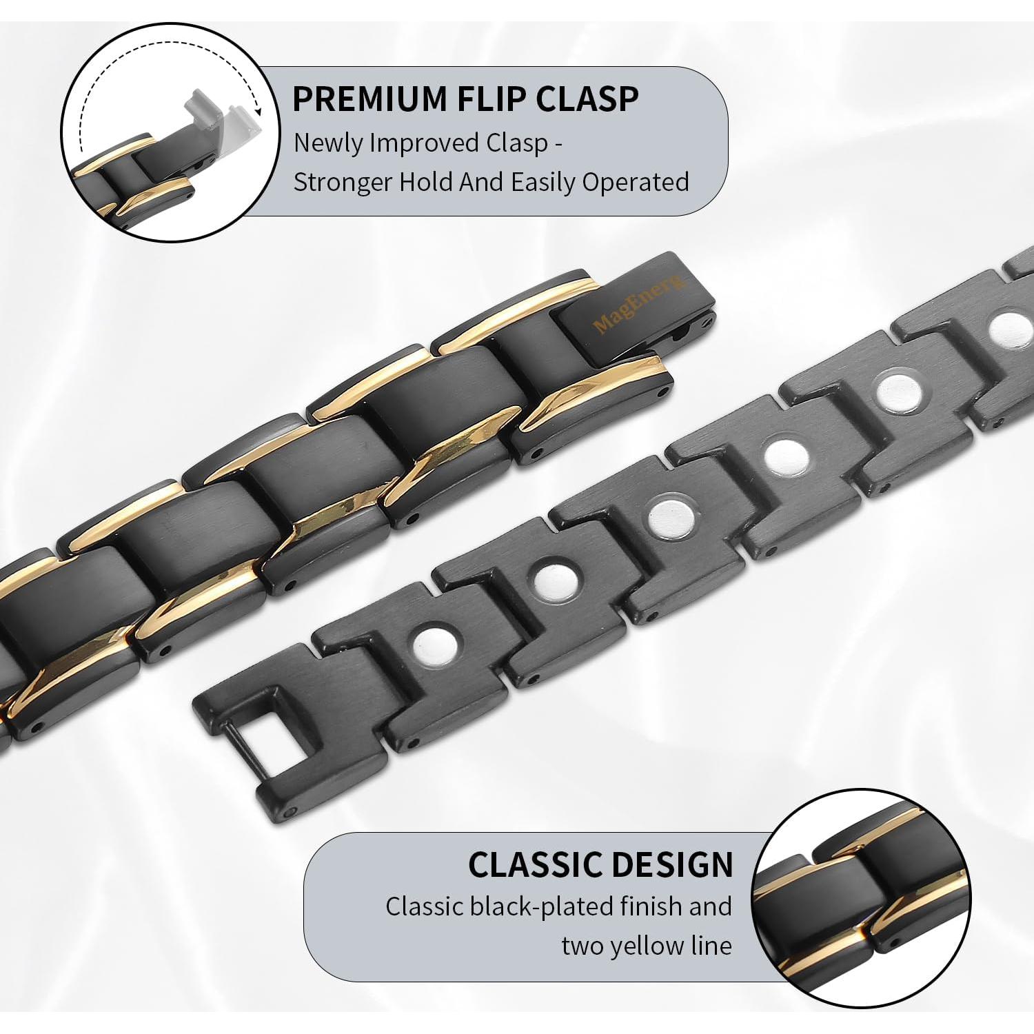 Pulsera Magnética de Acero de Titanio MagEnergy para Hombres