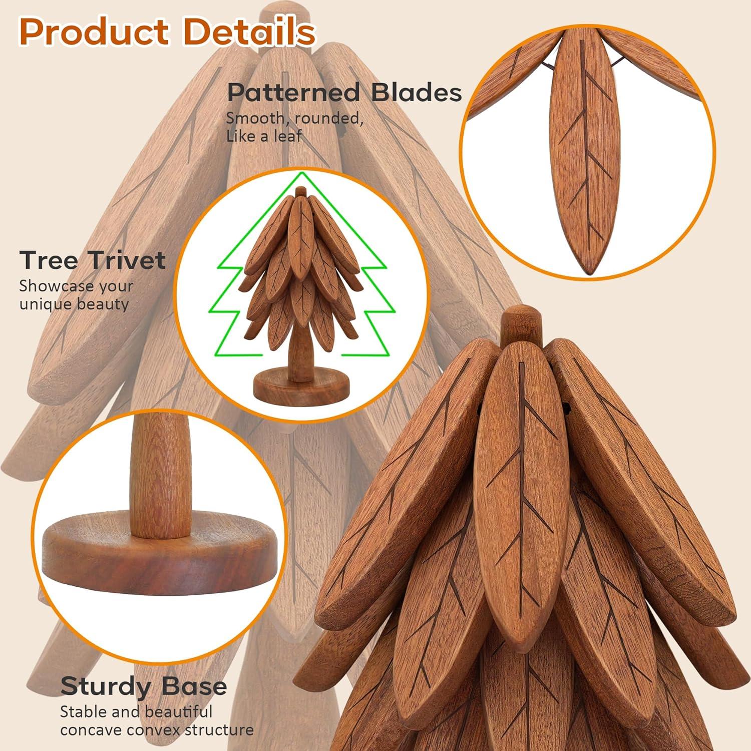 Trivetes de Madera LIFETOWE en Forma de Árbol - Juego de 4
