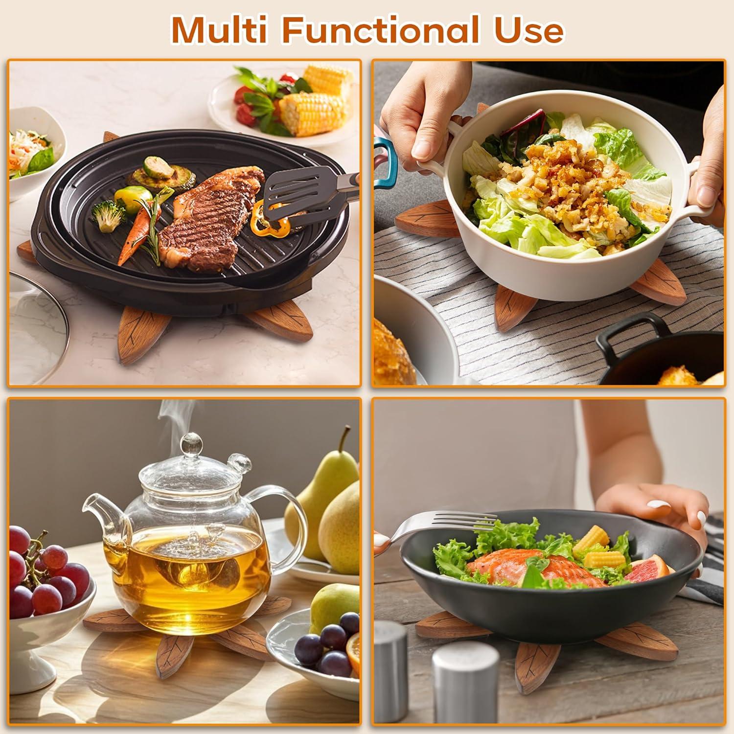 Trivetes de Madera LIFETOWE en Forma de Árbol - Juego de 4