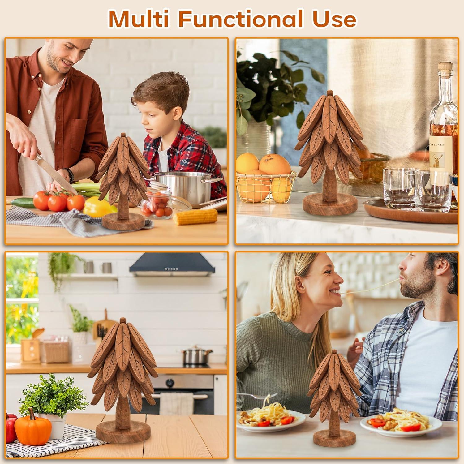 Trivetes de Madera LIFETOWE en Forma de Árbol - Juego de 4