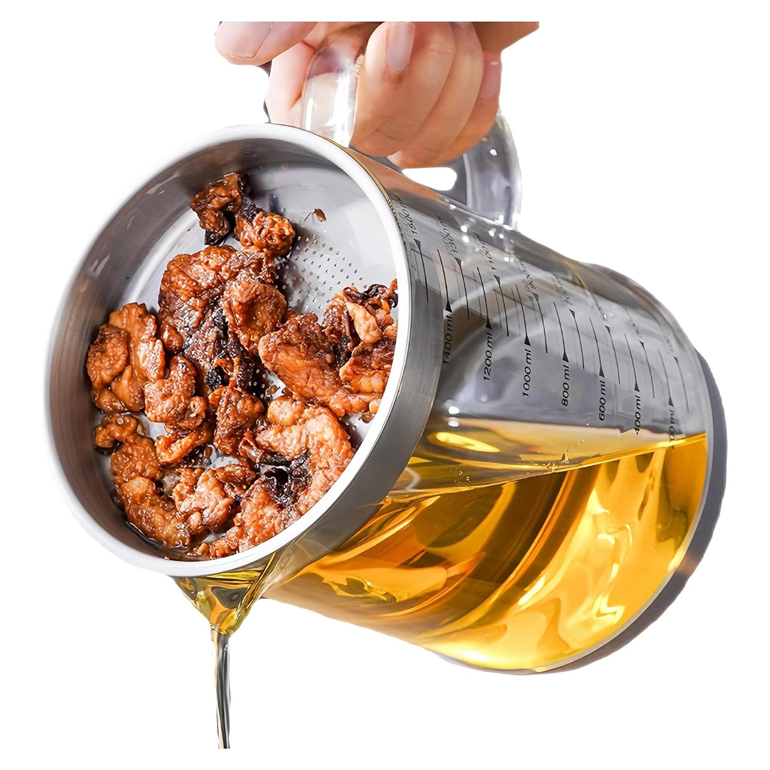 Contenedor de Grasa de Tocino de Vidrio TLIOCAS 1000ML con Colador