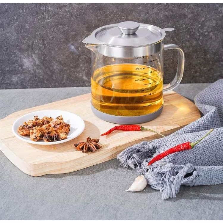 Contenedor de Grasa de Tocino de Vidrio TLIOCAS 1000ML con Colador