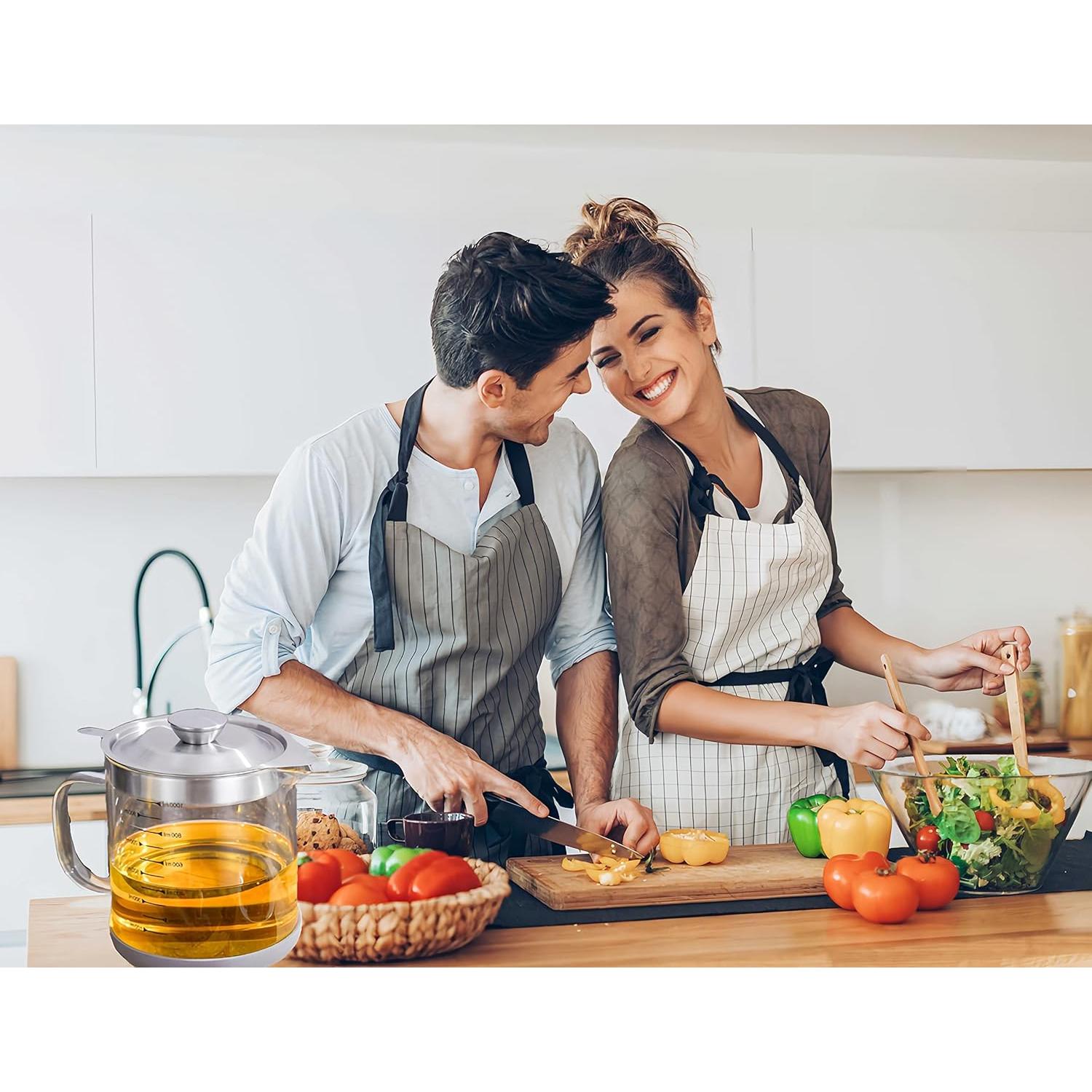 Contenedor de Grasa de Tocino de Vidrio TLIOCAS 1000ML con Colador