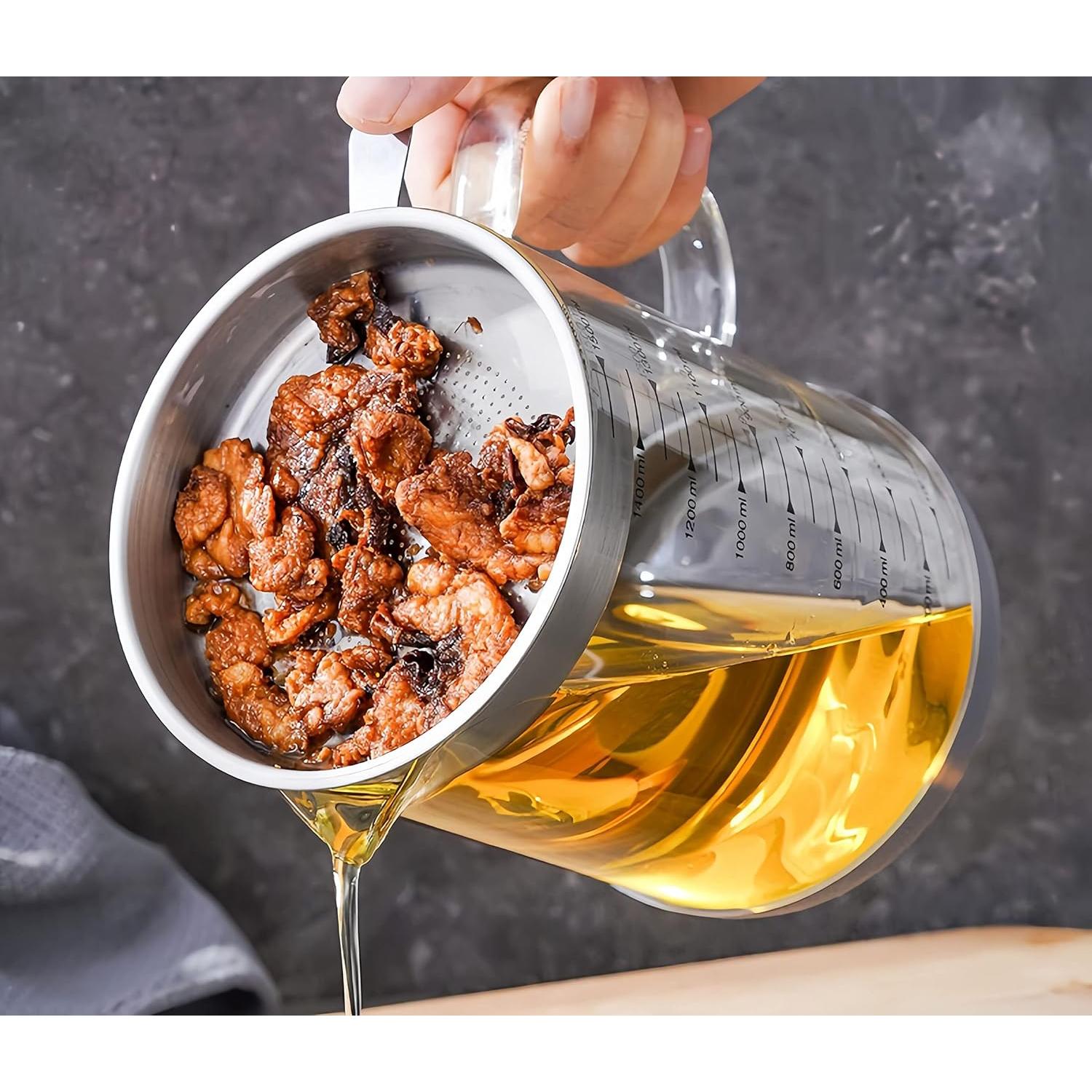 Contenedor de Grasa de Tocino de Vidrio TLIOCAS 1000ML con Colador