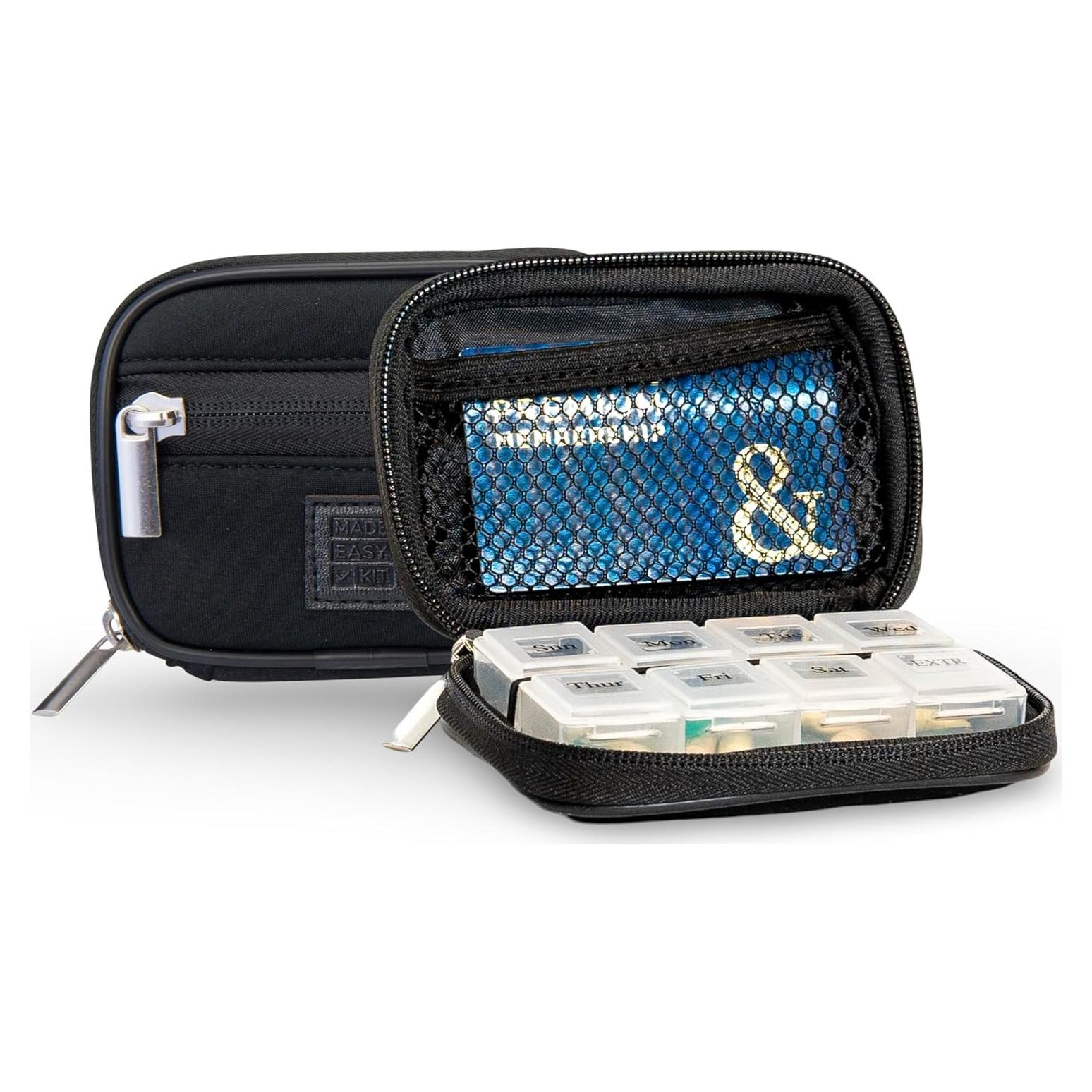 Organizador de Pastillas BEGA - Kit Semanal 8 Compartimentos Negro