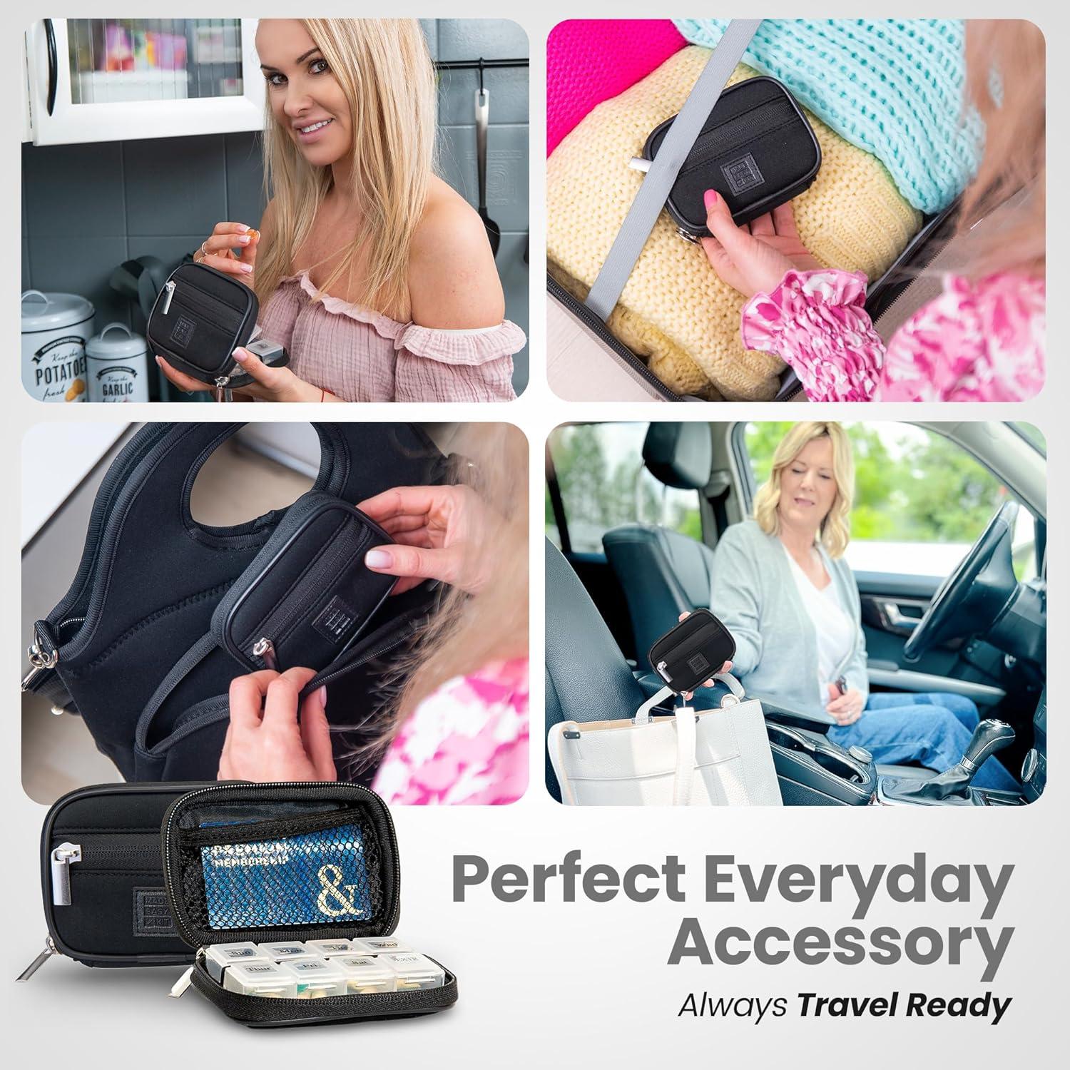 Organizador de Pastillas BEGA - Kit Semanal 8 Compartimentos Negro