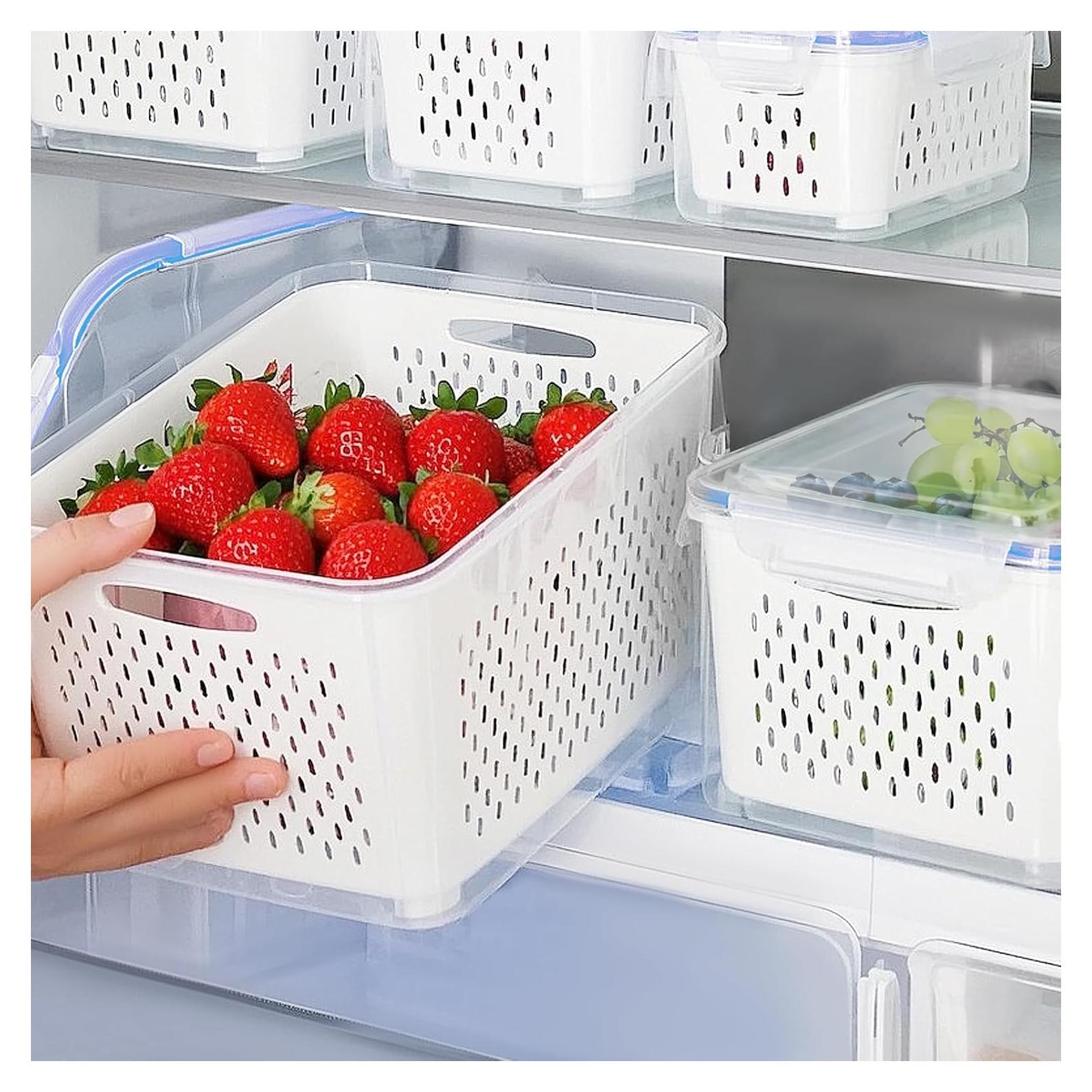 Contenedores de Almacenamiento para Frutas y Verduras DharBnt - 3 Piezas 850ml a 1750ml