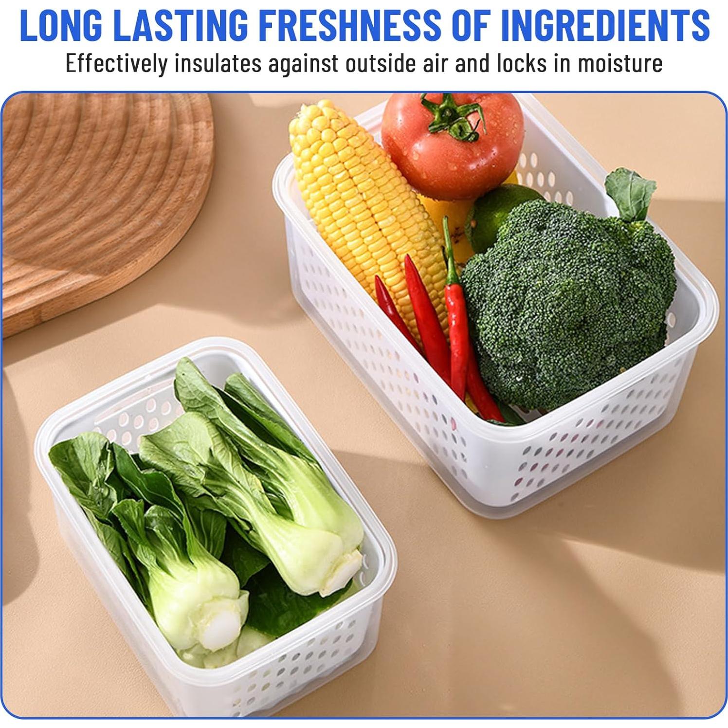 Contenedores de Almacenamiento para Frutas y Verduras DharBnt - 3 Piezas 850ml a 1750ml