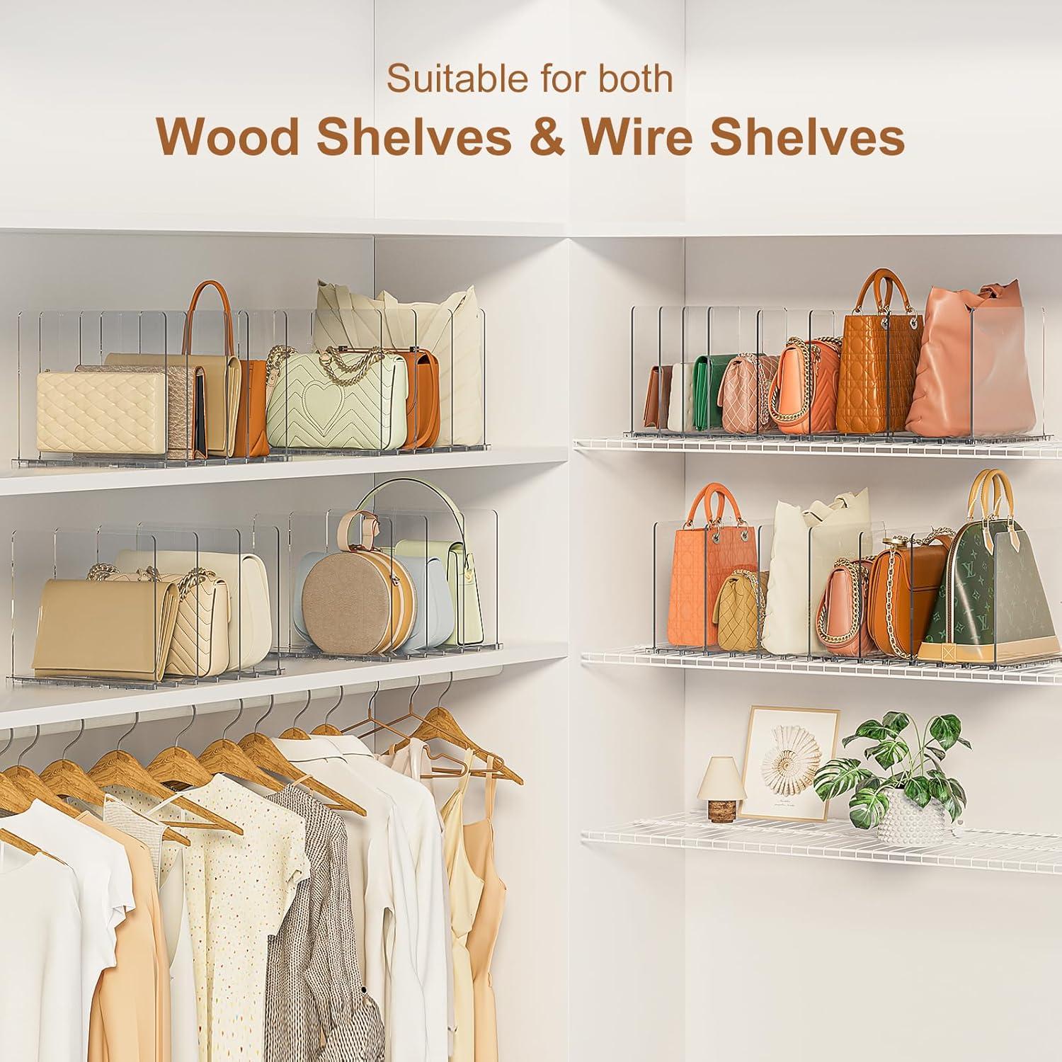 Organizador de Bolsos GoMaihe con 4 Estantes Ajustables Transparentes