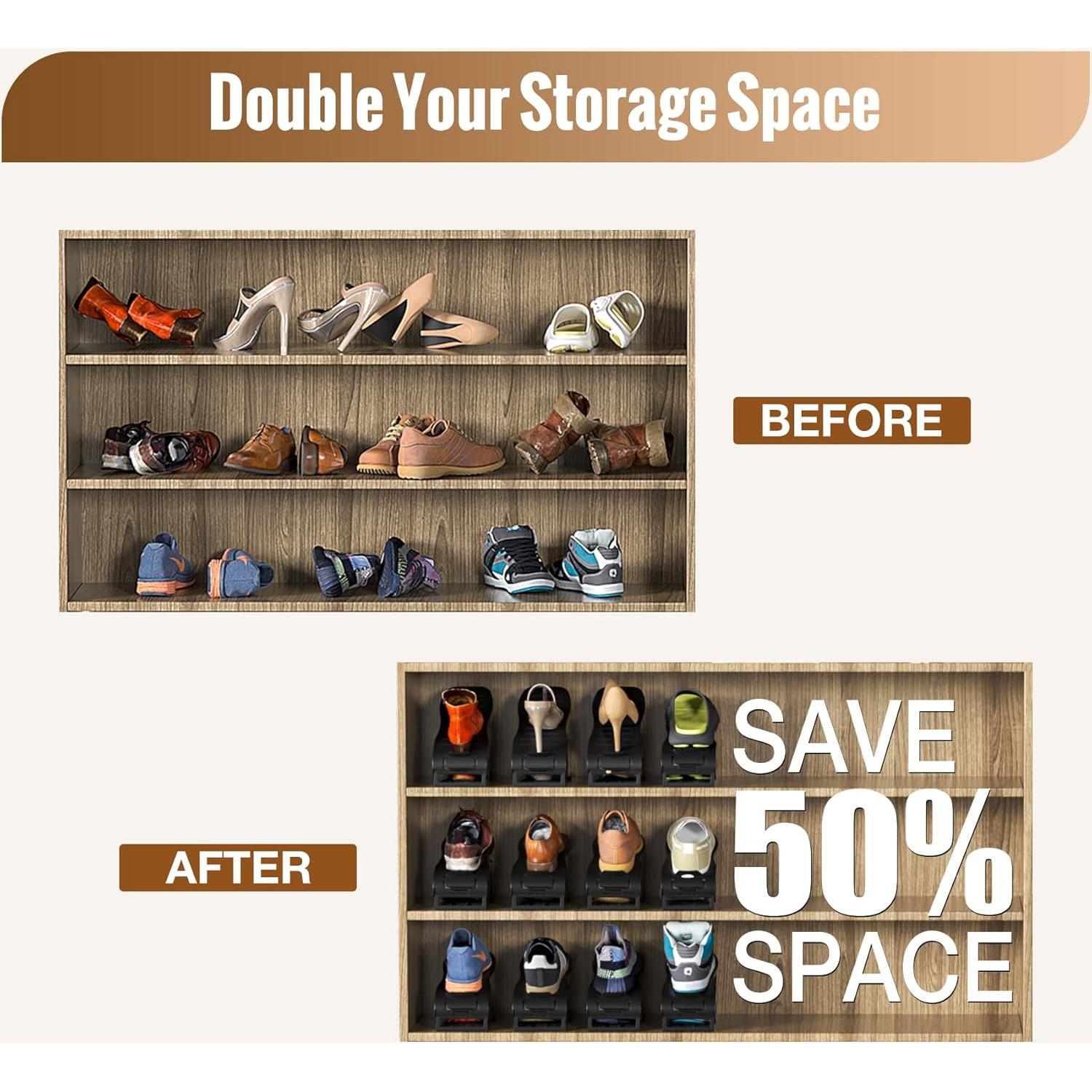 Organizador de Zapatos Neprock Negro - Paquete de 16 Apiladores