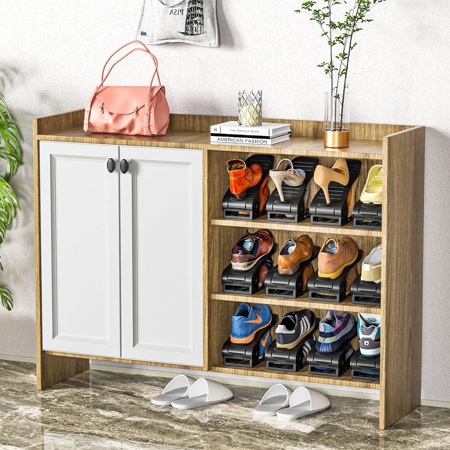 Organizador de Zapatos Neprock Negro - Paquete de 16 Apiladores