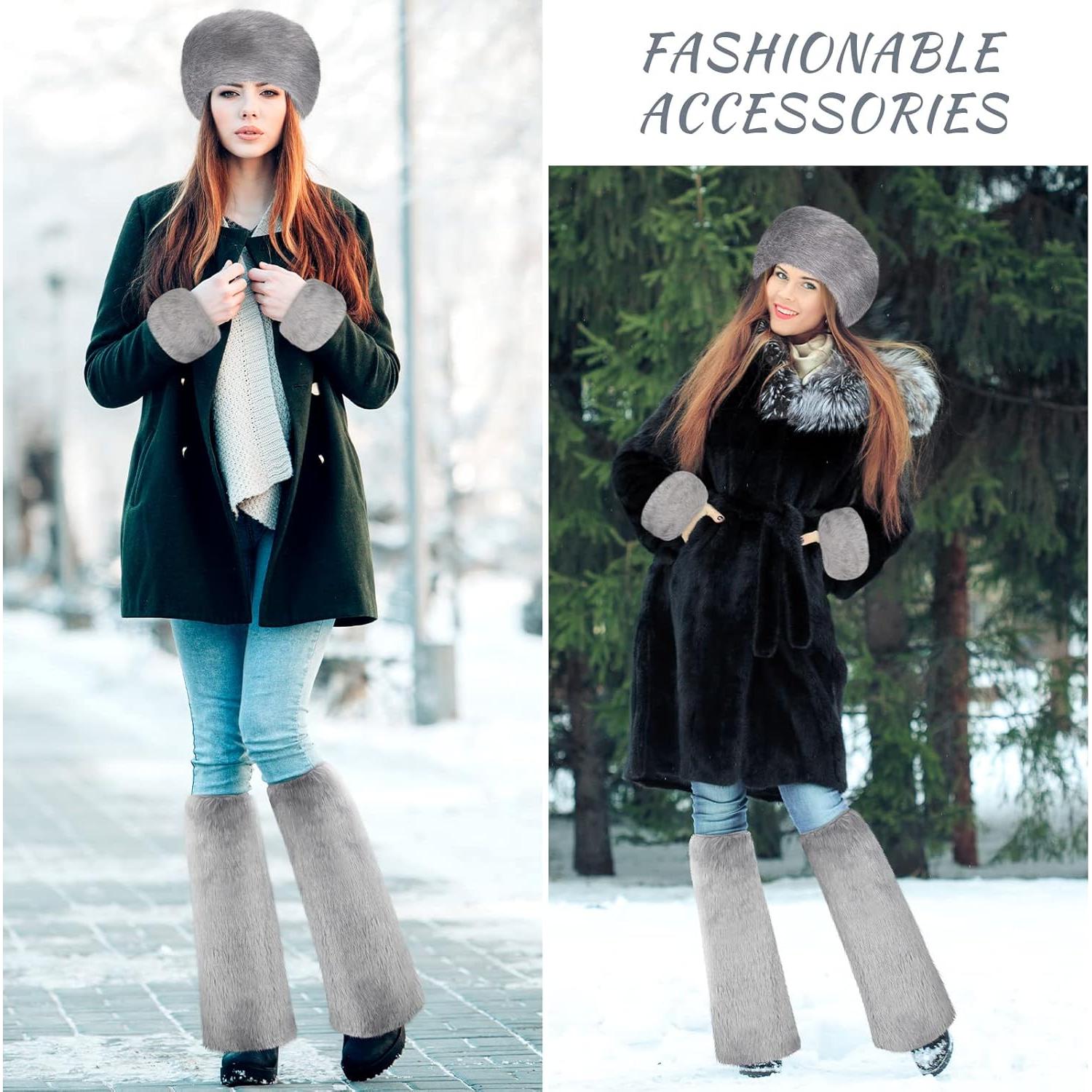 Conjunto de Accesorios de Invierno SATINIOR para Mujeres - Diadema, Muñequera y Calentadores de Piernas