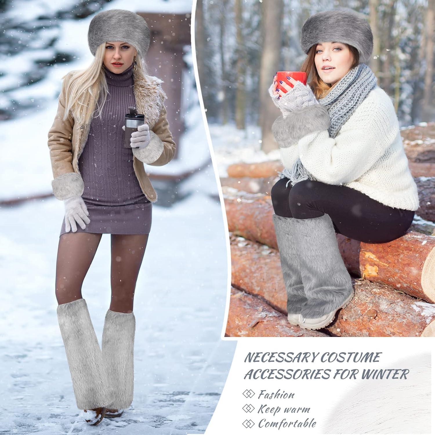 Conjunto de Accesorios de Invierno SATINIOR para Mujeres - Diadema, Muñequera y Calentadores de Piernas