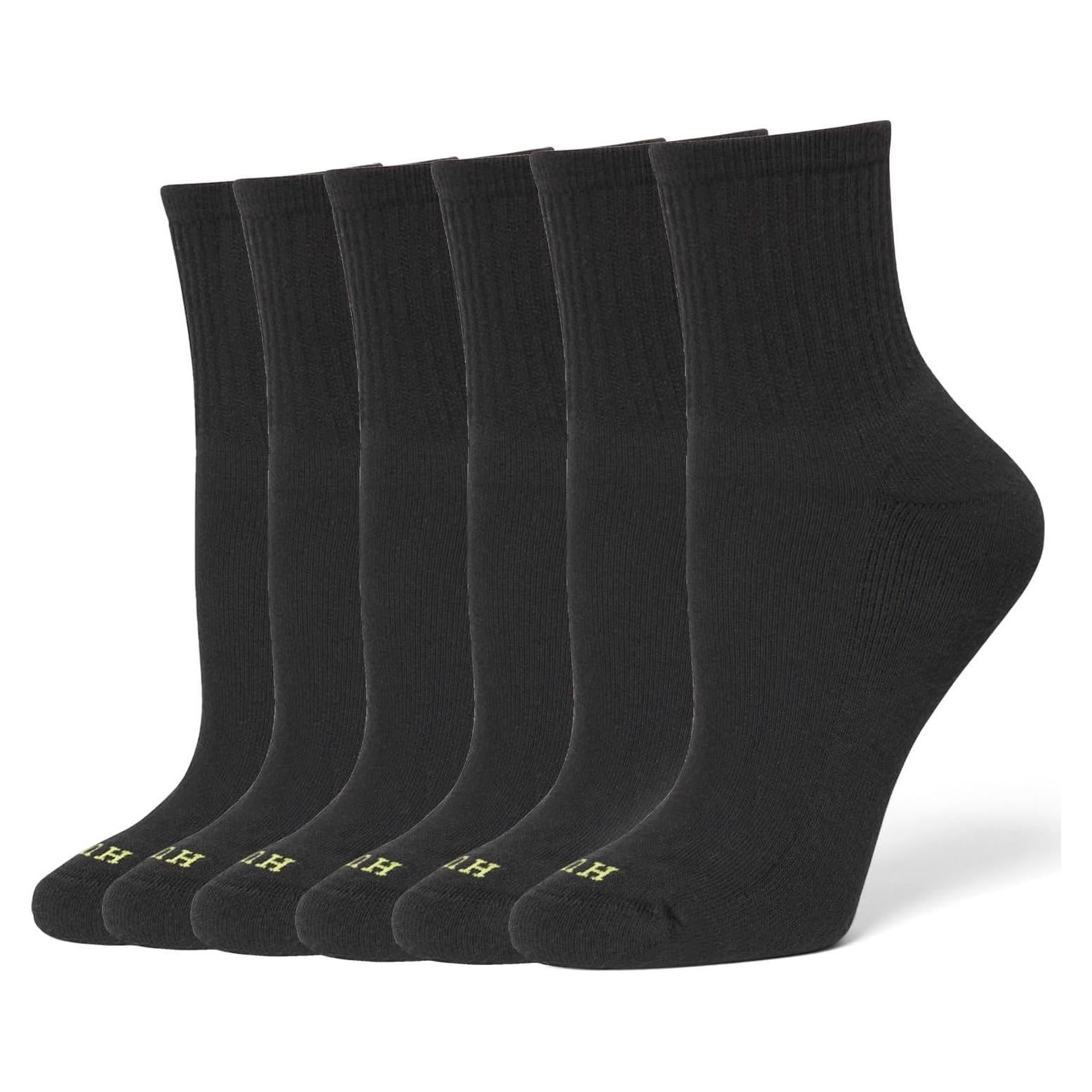 Calcetines Mini Crew HUE para Mujeres - Paquete de 6 Negros