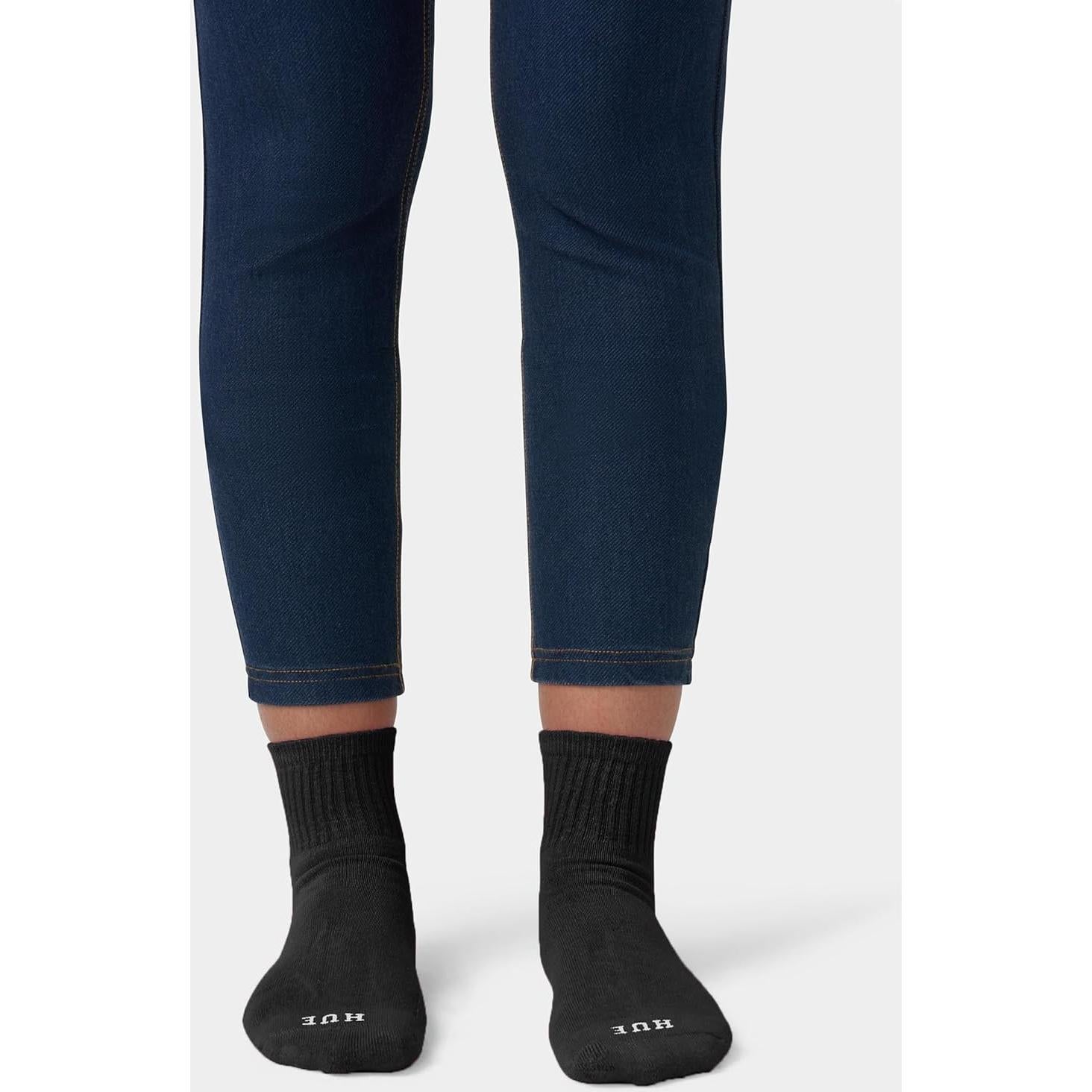Calcetines Mini Crew HUE para Mujeres - Paquete de 6 Negros