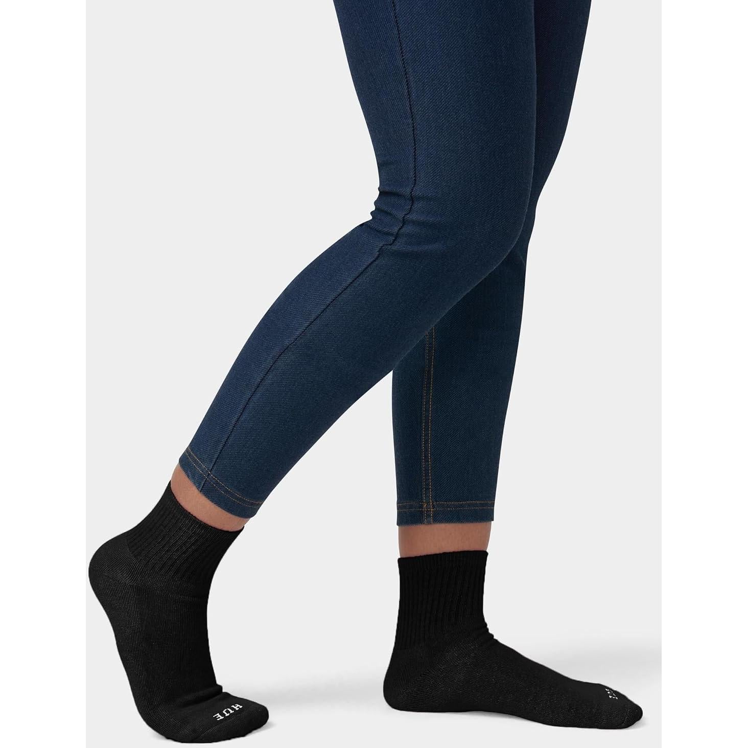 Calcetines Mini Crew HUE para Mujeres - Paquete de 6 Negros