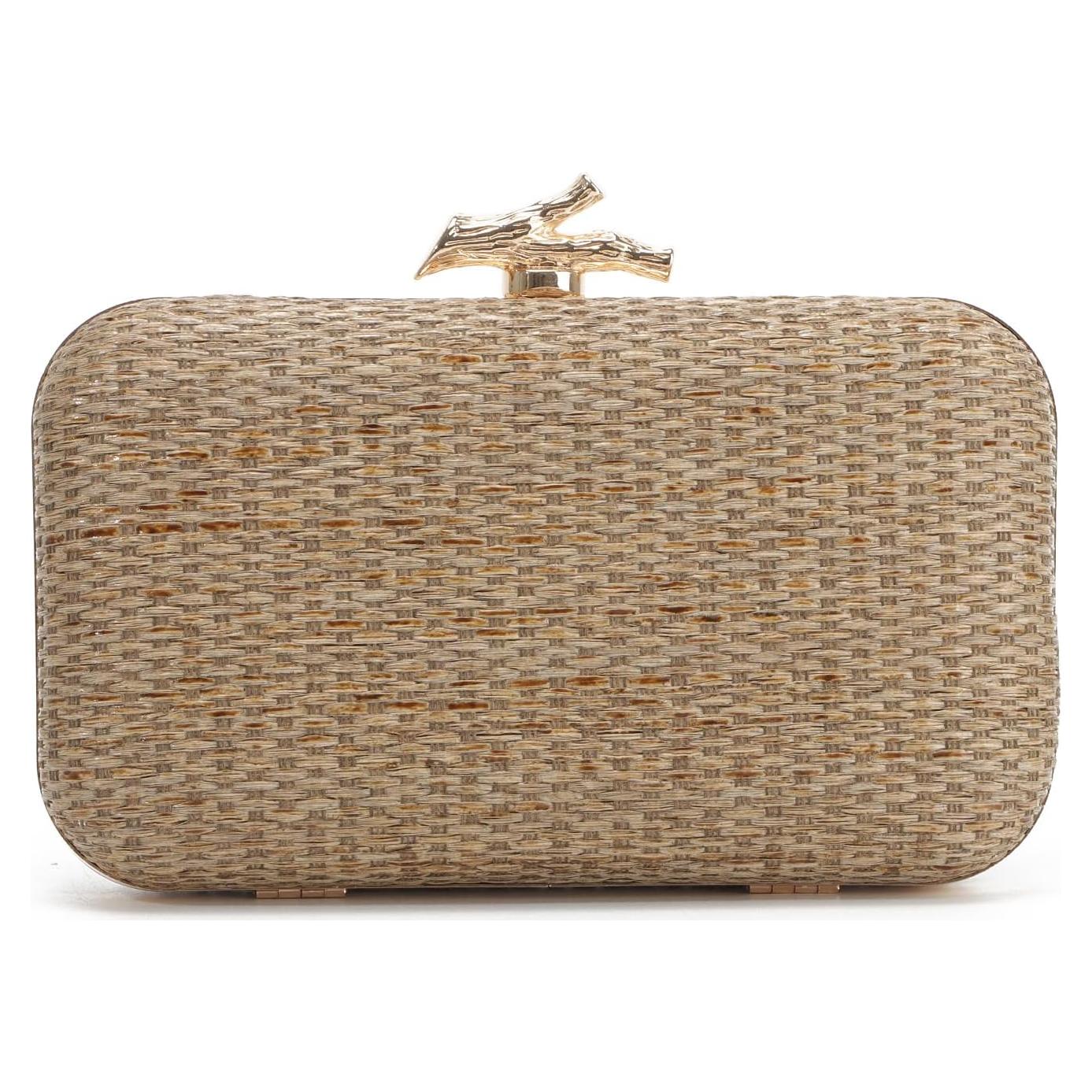 Bolso de mano de paja Freie Liebe para mujeres - Café