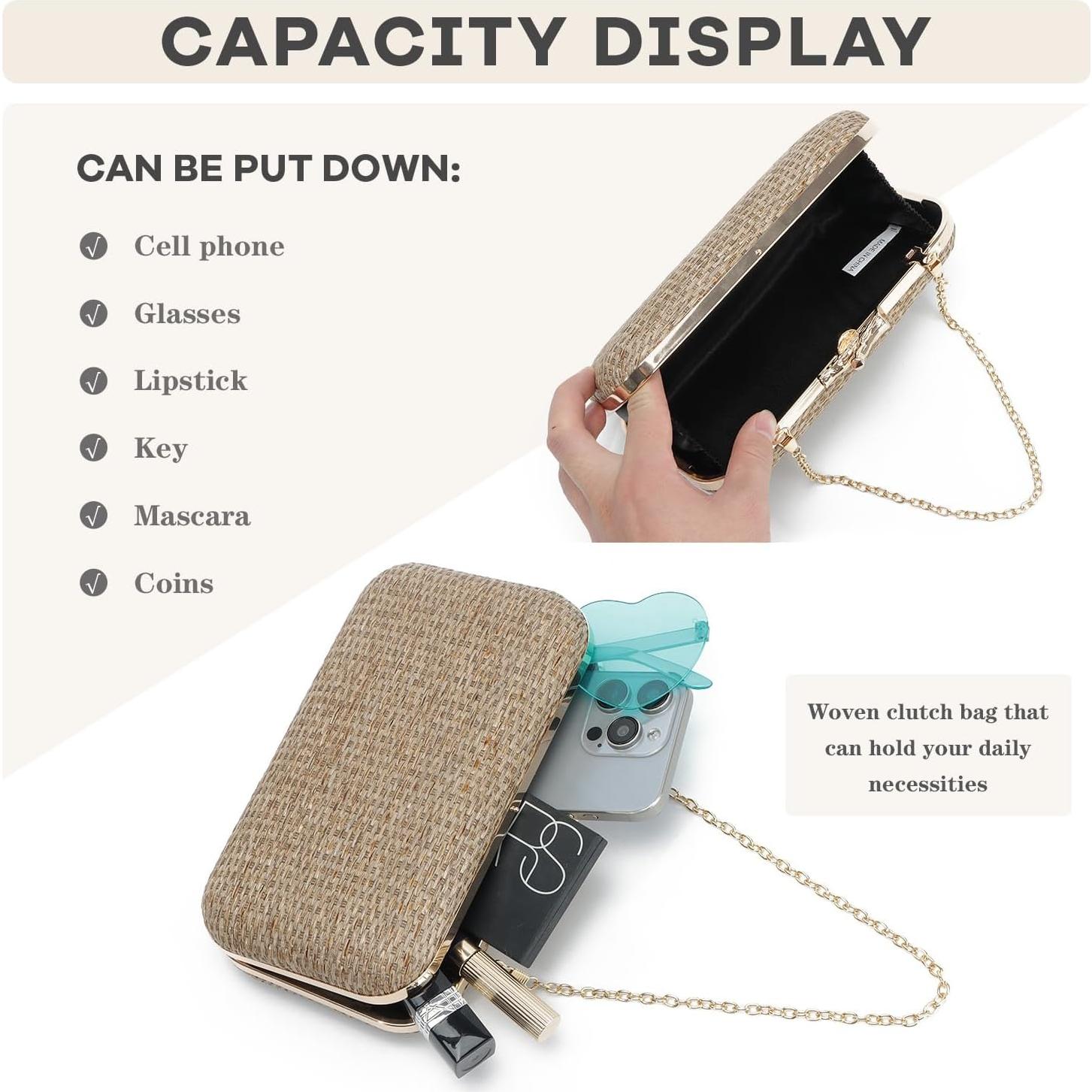 Bolso de mano de paja Freie Liebe para mujeres - Café