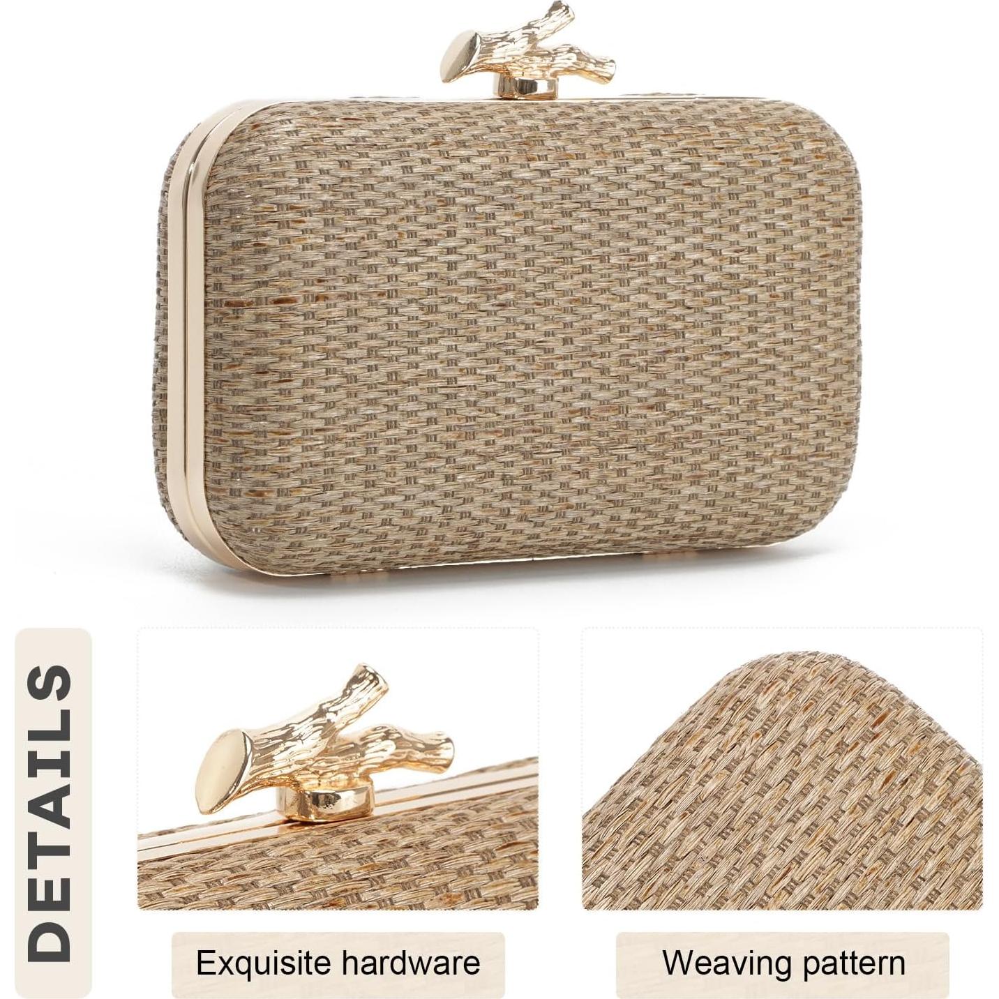 Bolso de mano de paja Freie Liebe para mujeres - Café