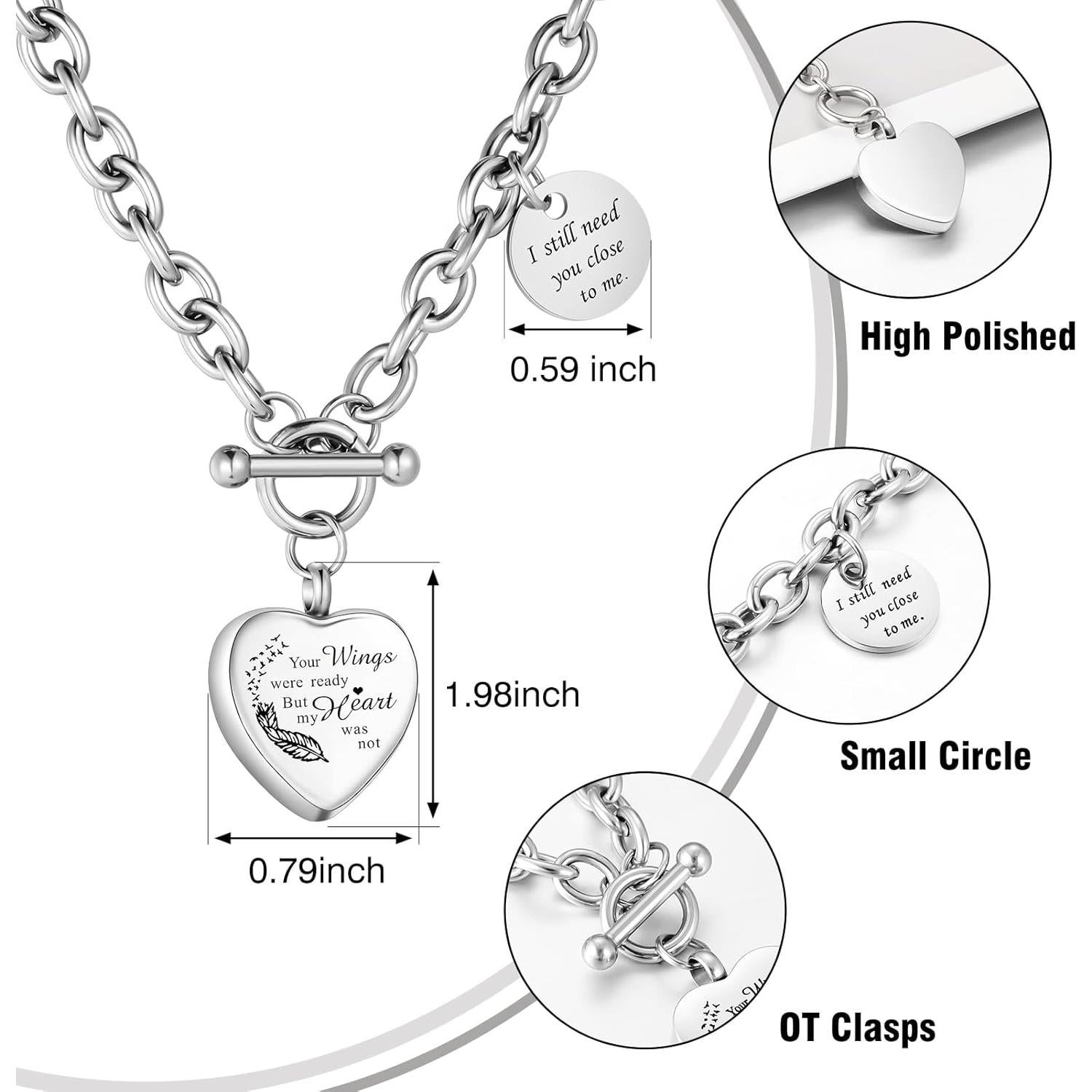 Collar de cremación XIUDA corazón acero inoxidable 50 cm