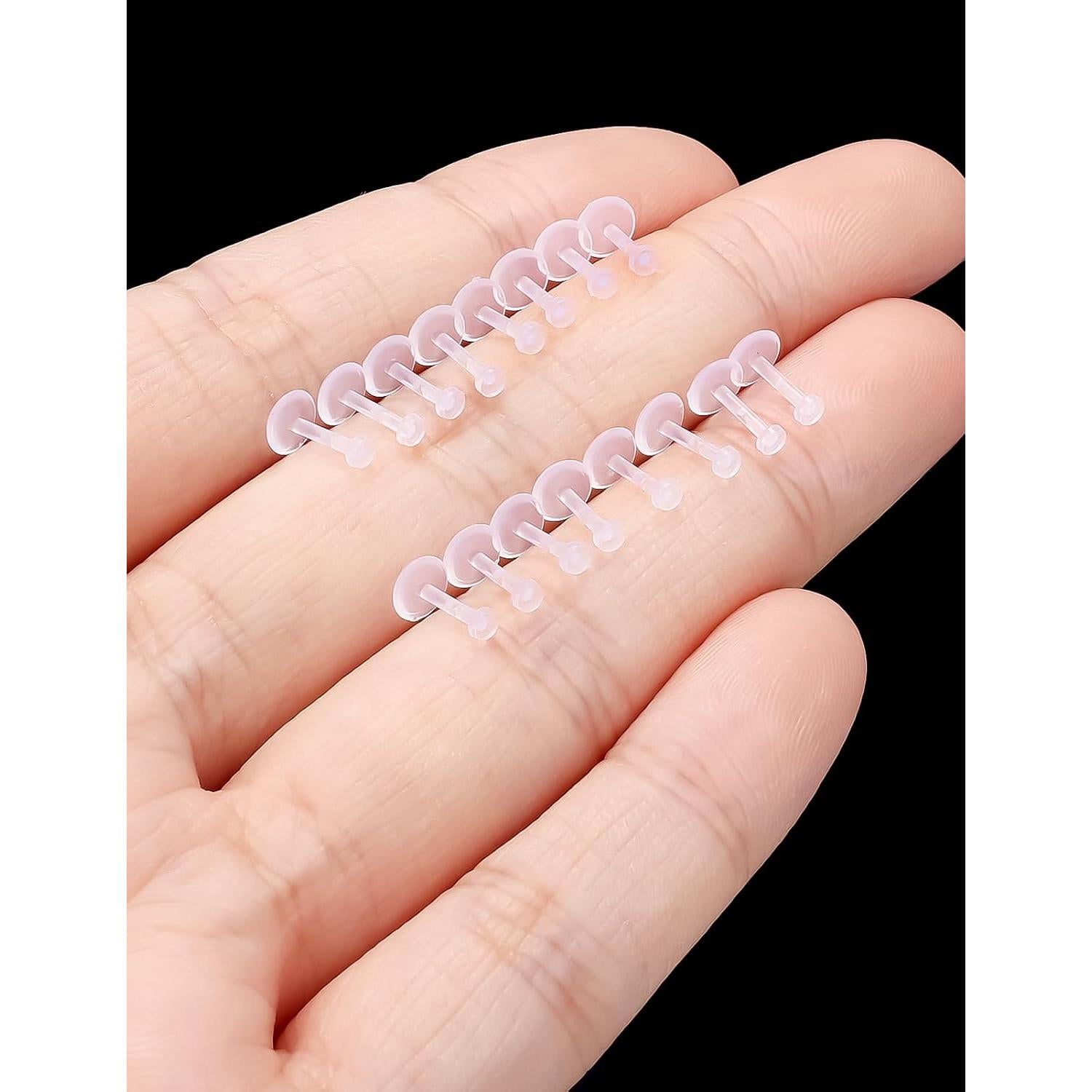 Pendientes de perforación claros Eakxnig 18G 6mm para deportes