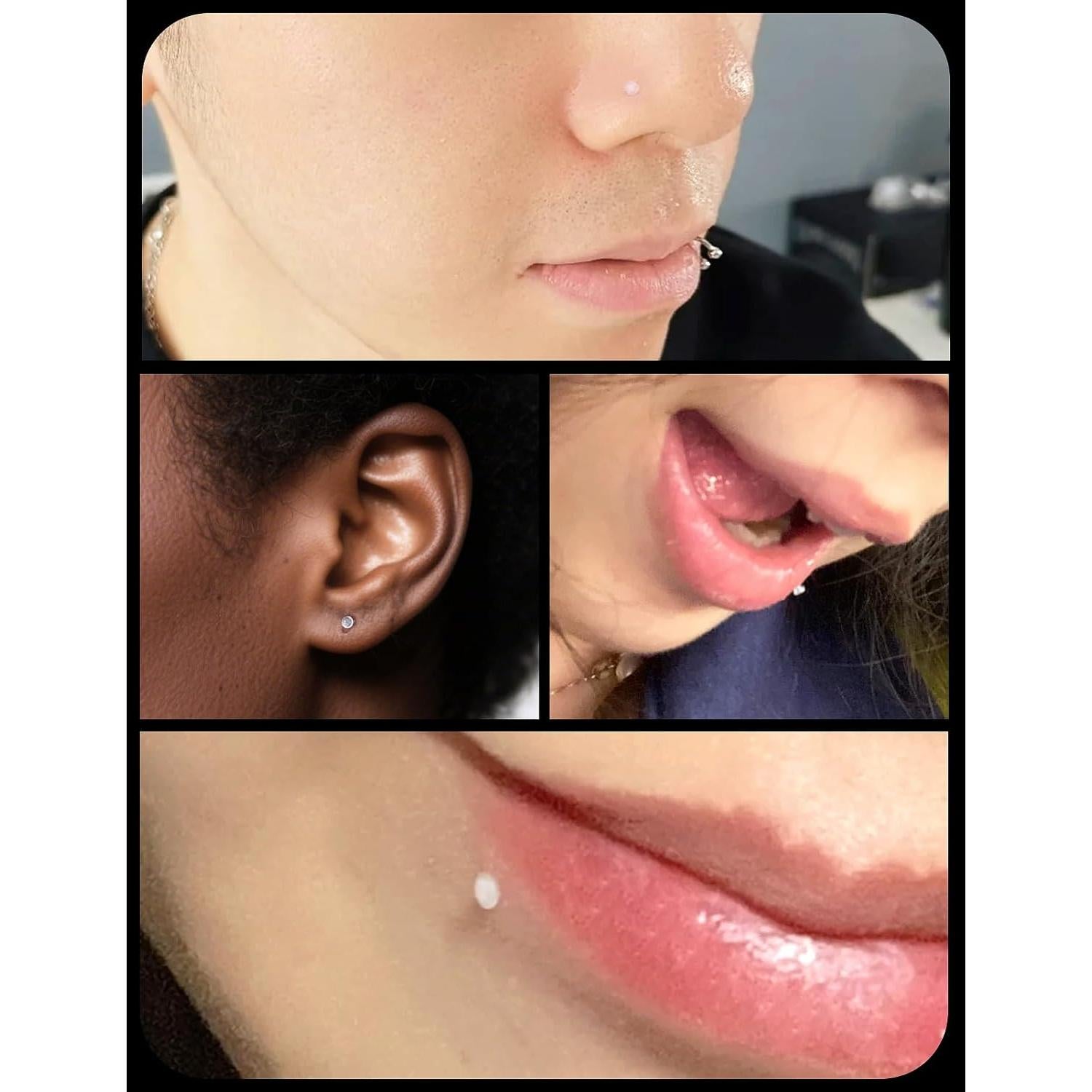 Pendientes de perforación claros Eakxnig 18G 6mm para deportes