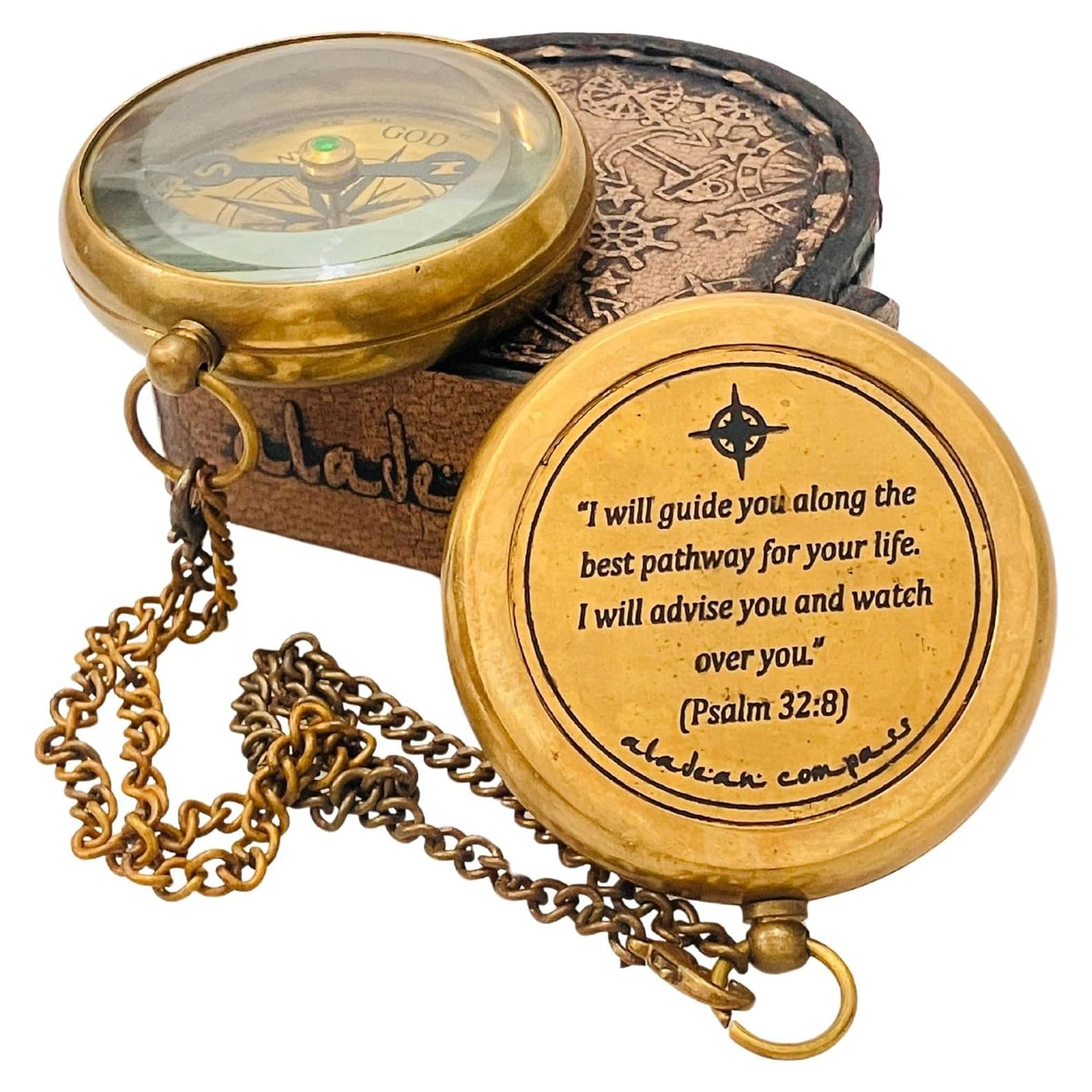 Brújula de Latón Antiguo ALADEAN Camino Divino 5.08 cm