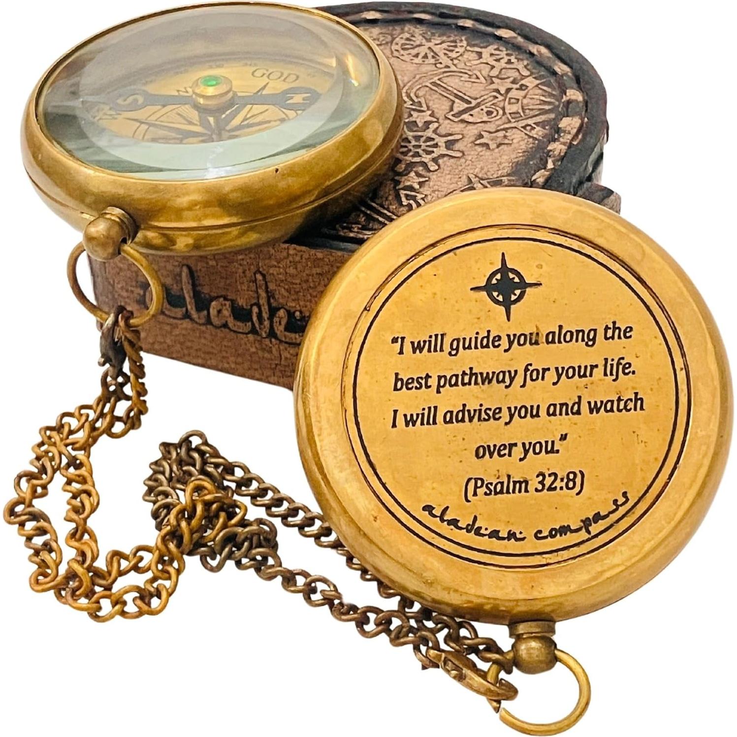 Brújula de Latón Antiguo ALADEAN Camino Divino 5.08 cm