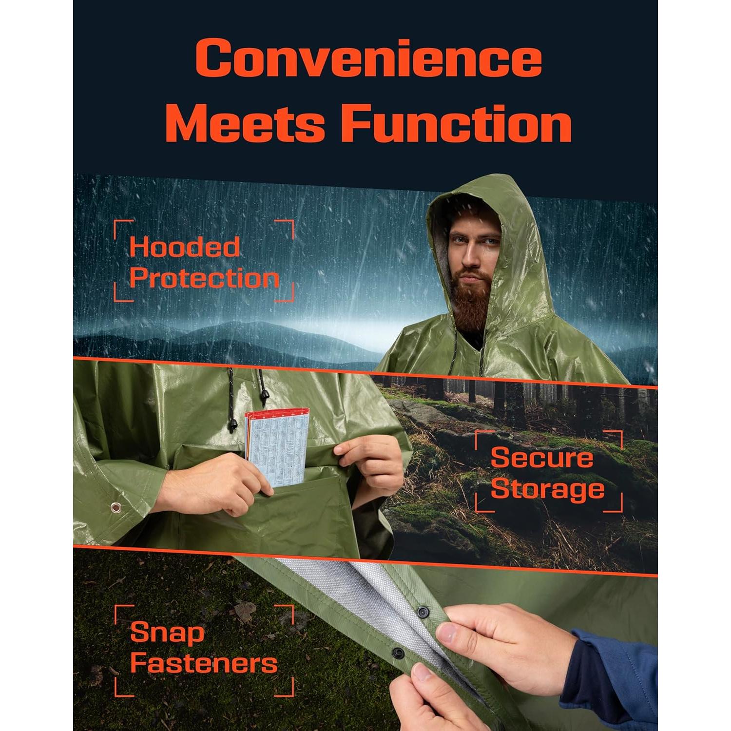 Poncho de Lluvia Impermeable Prepared4X - Adulto Unisex