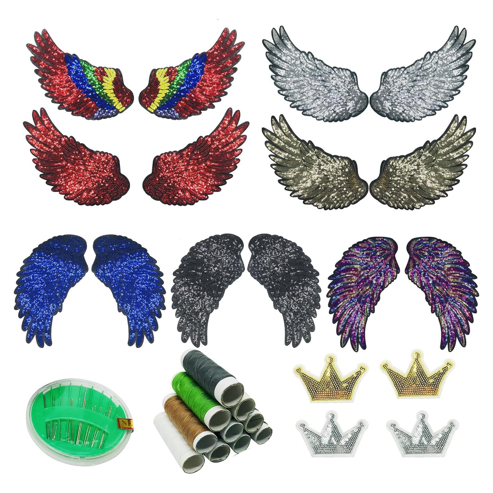 Woohome 10 Piezas Parches de Alas de Lentejuelas para Planchar