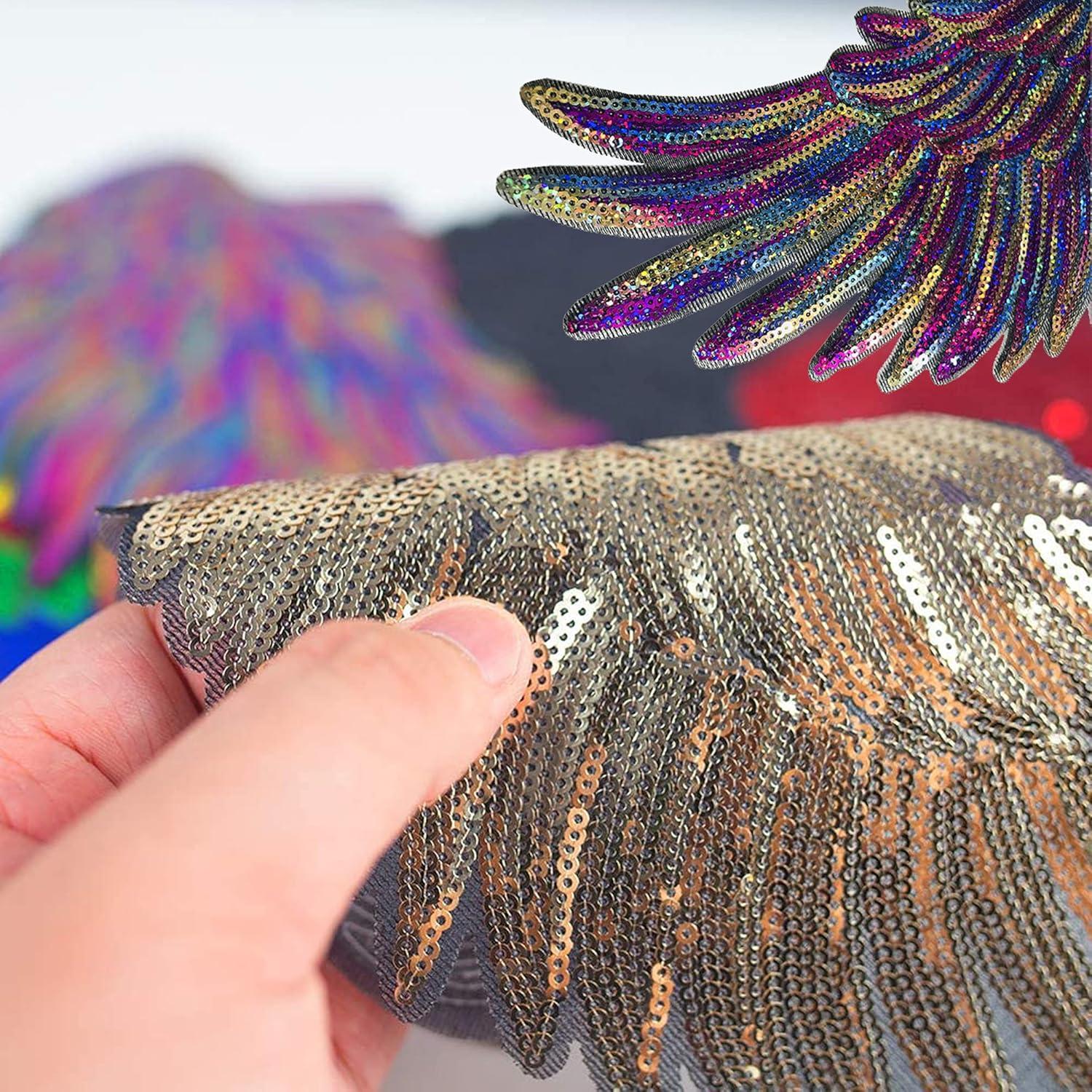 Woohome 10 Piezas Parches de Alas de Lentejuelas para Planchar