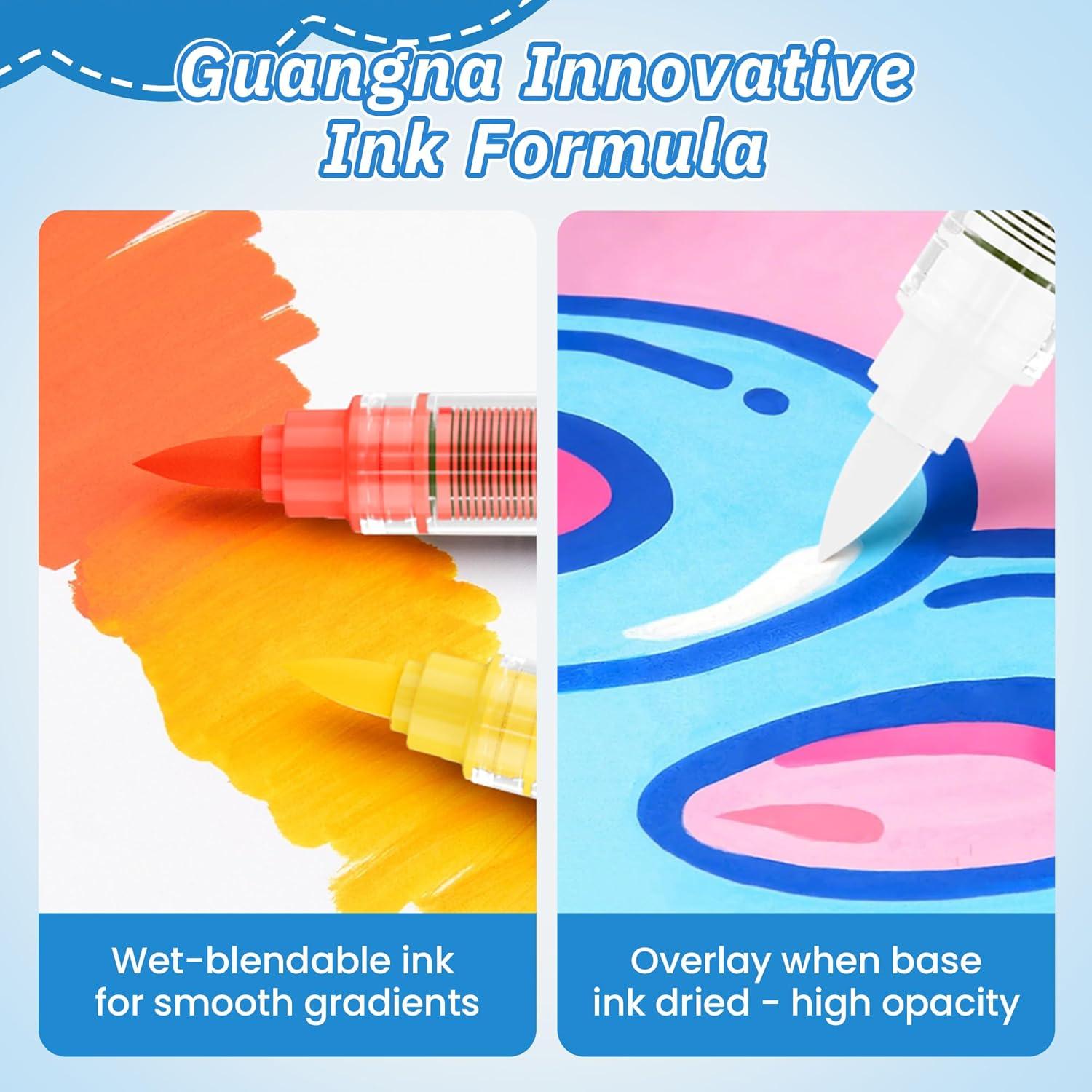 Marcadores de Pintura Acrílica Guangna, 12 Colores Vivos, Punta Pincel