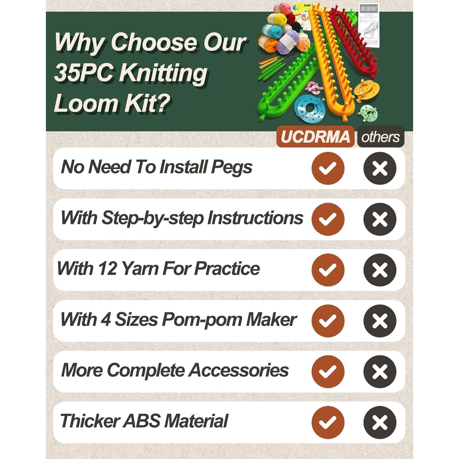 Kit de Telar de Tejer UCDRMA 35 Piezas para Principiantes