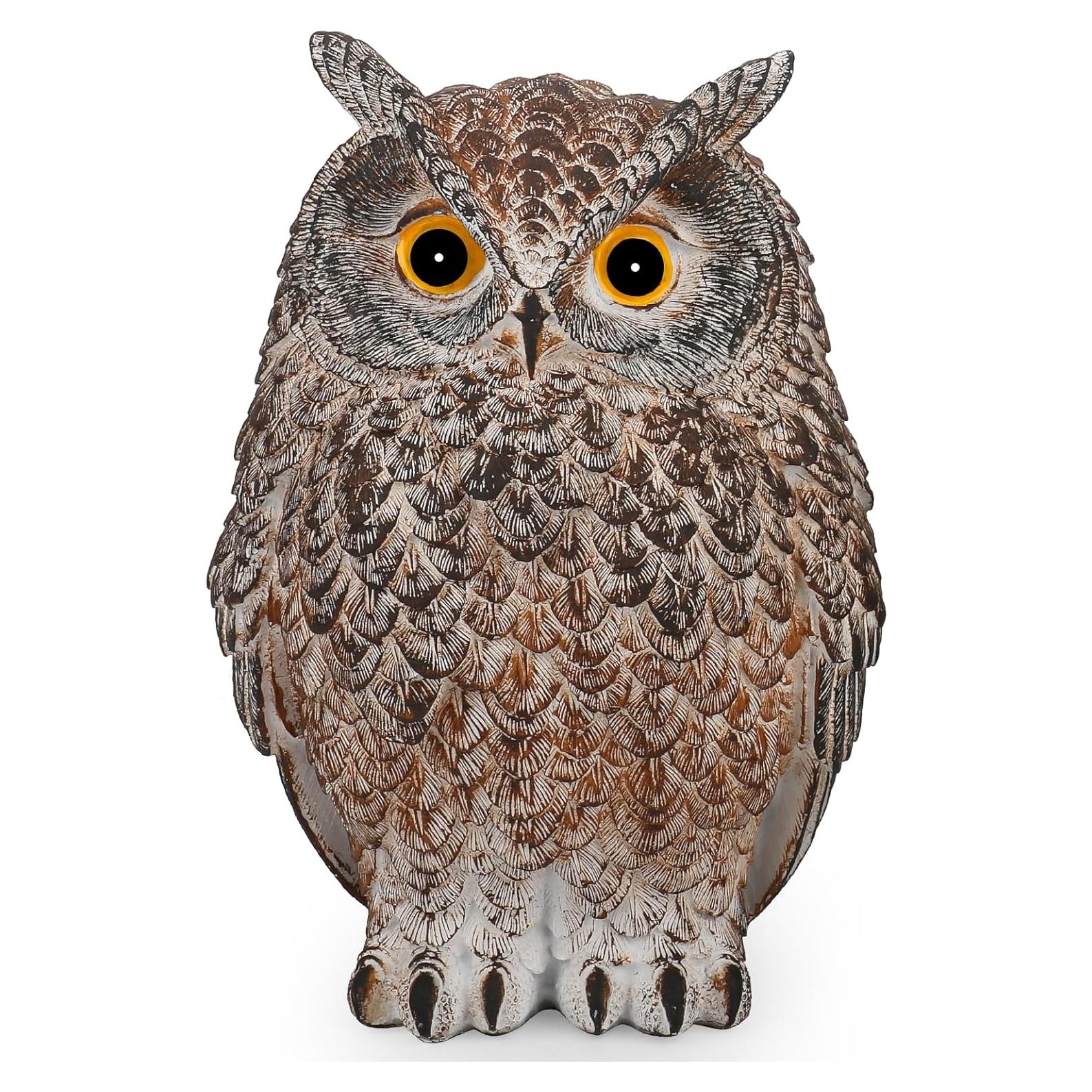 Estatua Realista de Búho Gris 21.1 cm para Jardín y Decoración