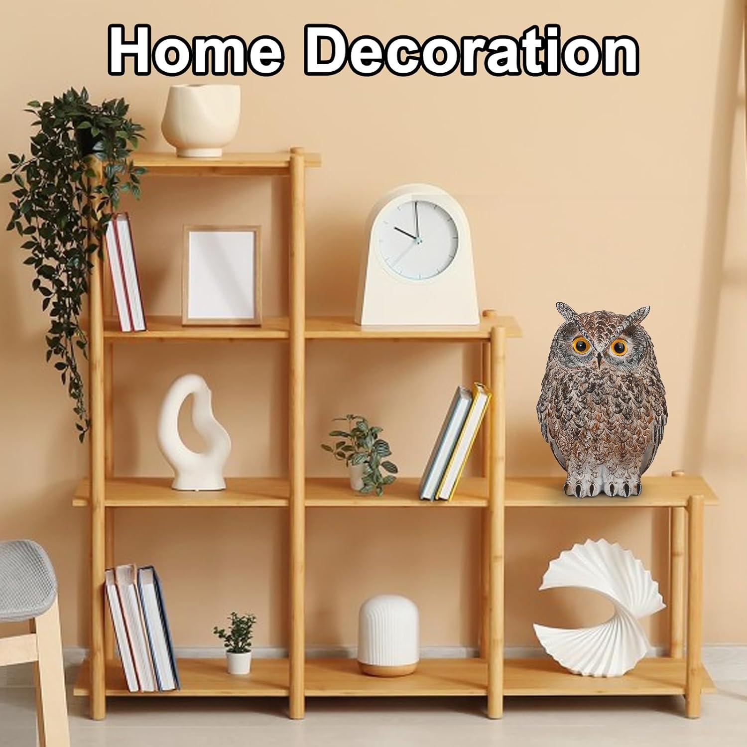 Estatua Realista de Búho Gris 21.1 cm para Jardín y Decoración